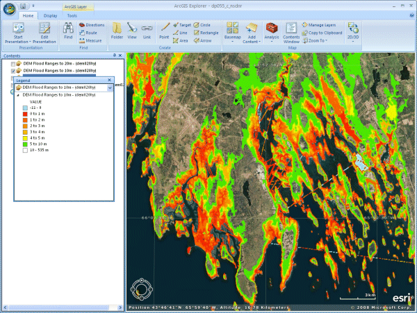 A Sample Flood Model Using the DEM in ArcGIS
