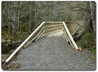 a newly constructed trail bridge