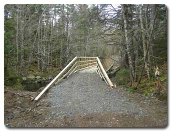 a newly constructed trail bridge