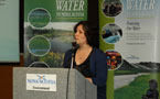Jessica Paterson-McDonald, water strategy co-ordinator for the Department of Environment, talks to the audience during the water strategy announcement.