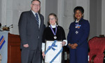 Order of Nova Scotia recipient Budge Wilson (centre) with Premier Darrell Dexter and Lt.-Gov. Mayann Francis.