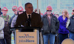 Premier Darrell Dexter announces up to $304 million in loans as part of Irving Shipbuilding's successful bid for the $25 billion federal combat vessel shipbuilding program.