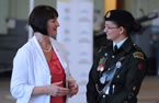 Education Minister Ramona Jennex chats with Cadet Chief Warrant Officer Sarah Gray