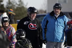 Premier Darrell Dexter and Health and Wellness Minister David Wilson skate with kids in Membertou.