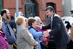 Premier Stephen McNeil greets well-wishers in Annapolis Royal.