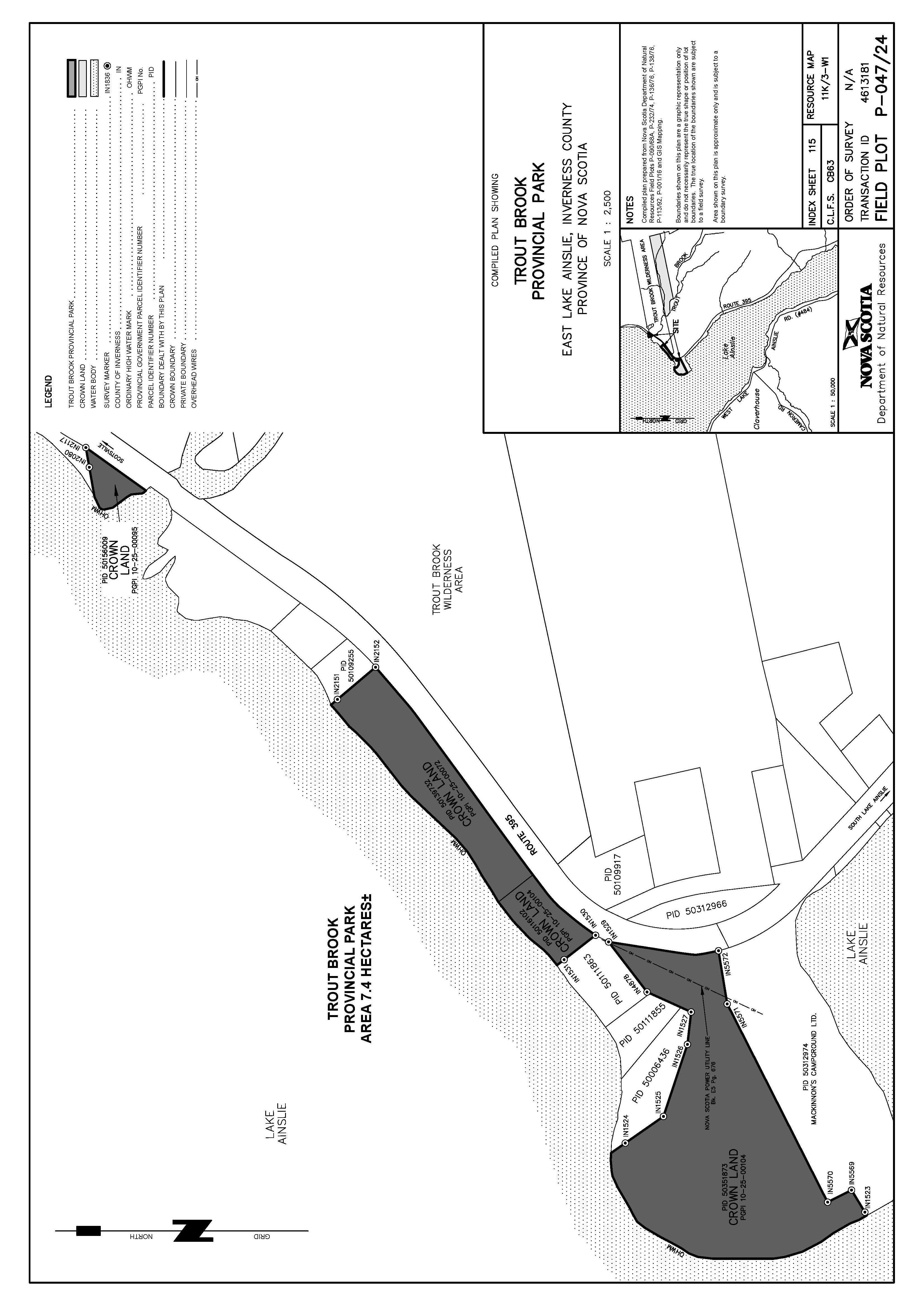 Graphic showing map of Trout Brook Provincial Park