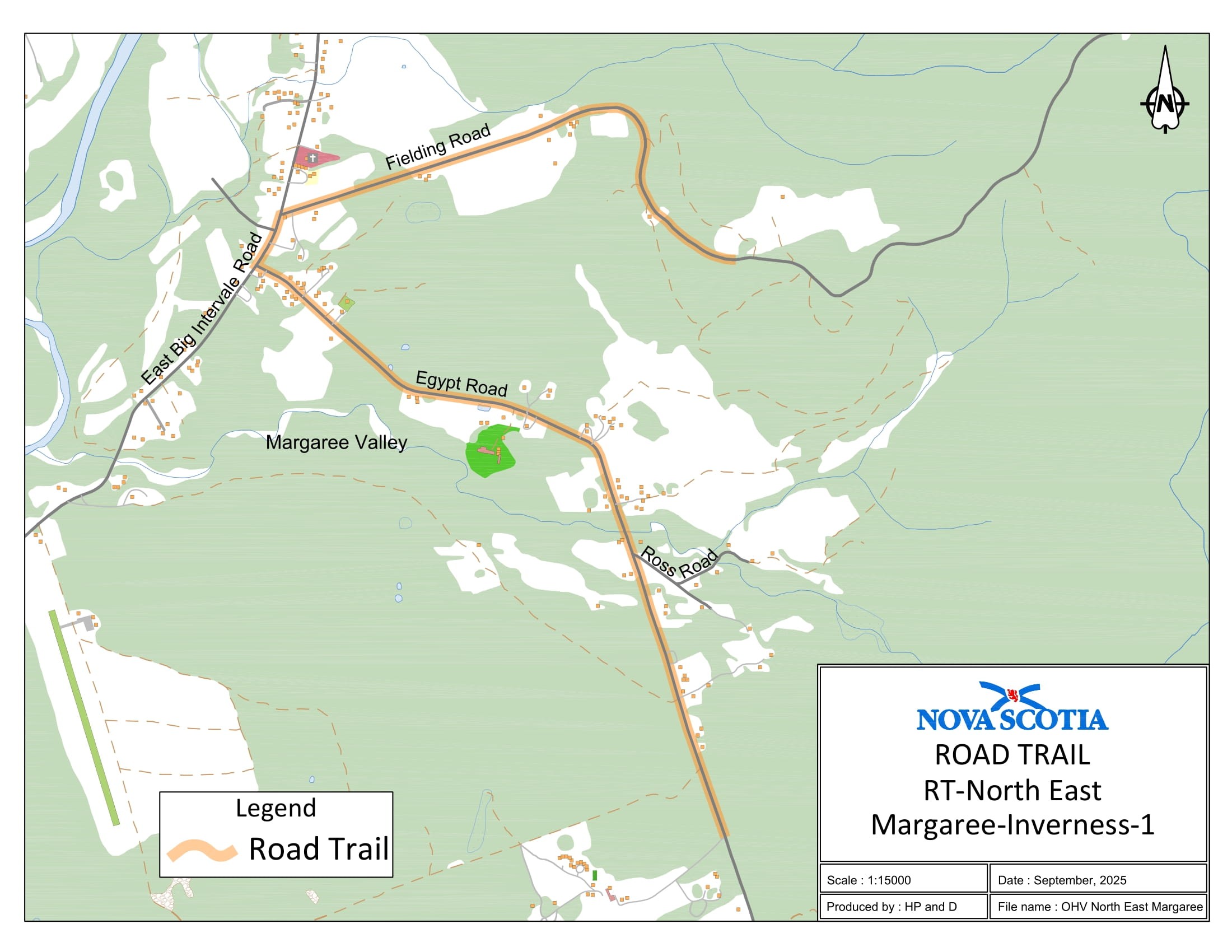 Graphic showing map of North East Margaree, Inverness County