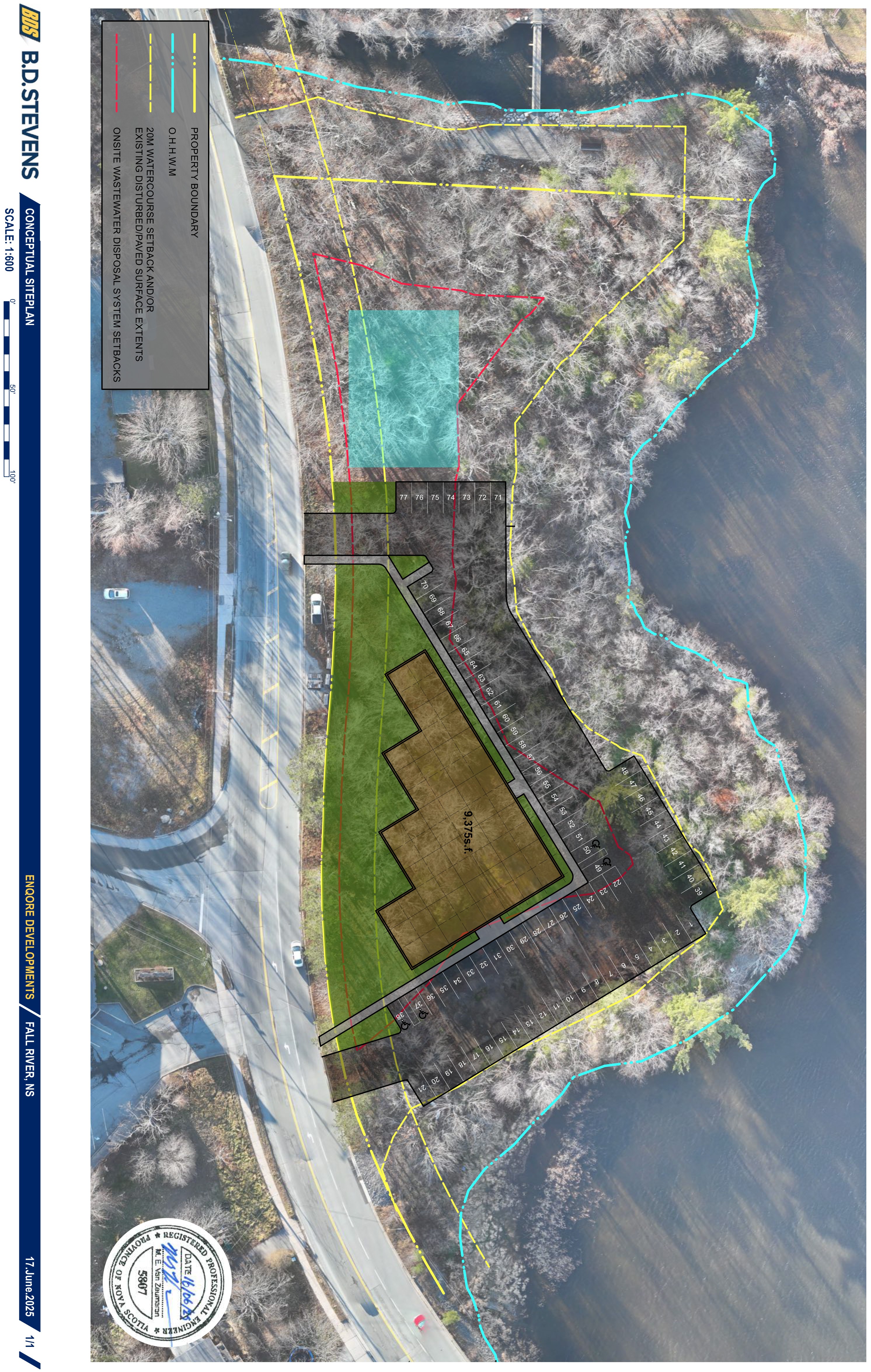 Graphic showing the conceptual siteplan of the Fall River Healthcare Facility Area