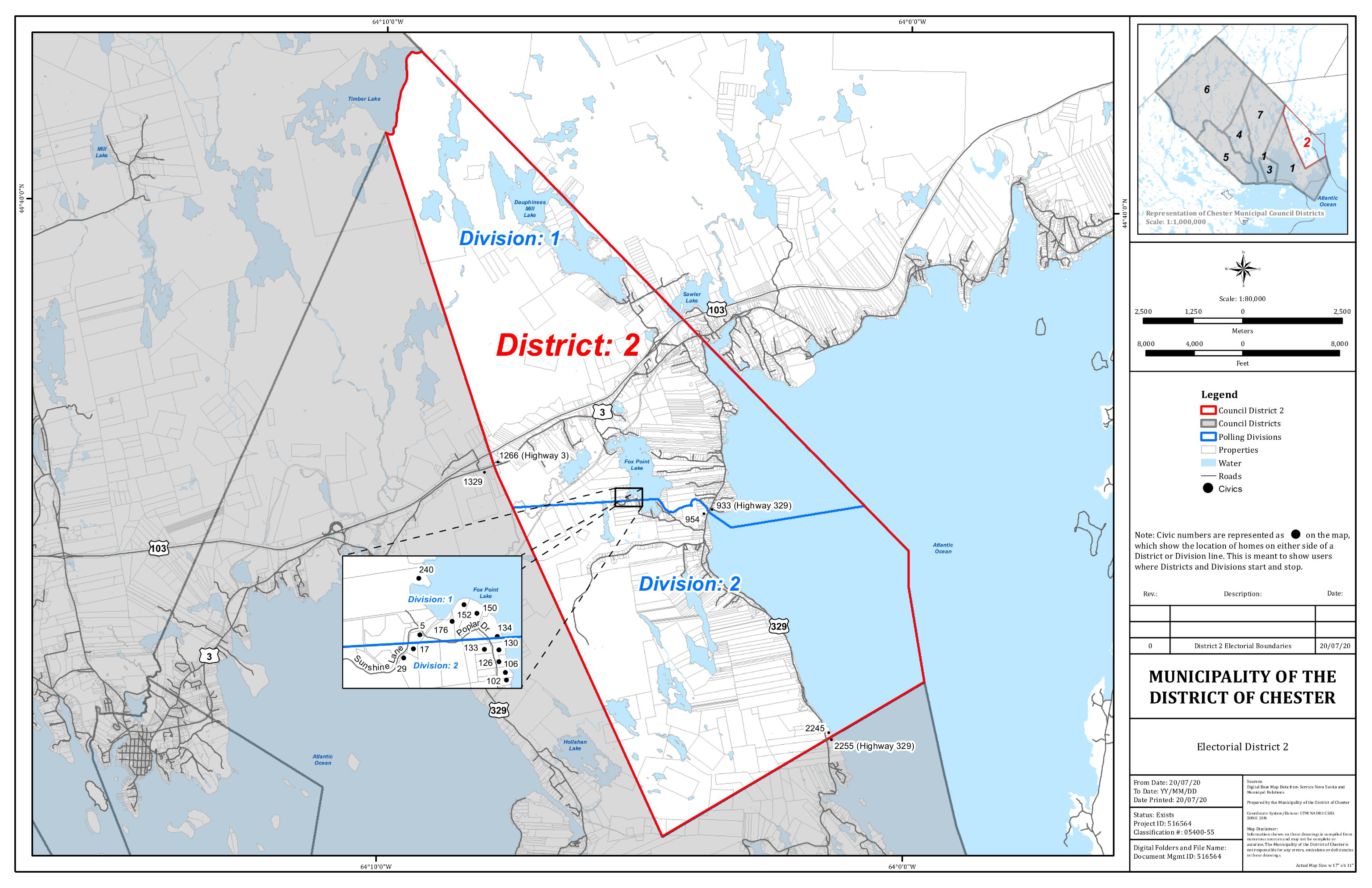 Graphic showing map of Electorial District 2 of the Municipality of the District of Chester