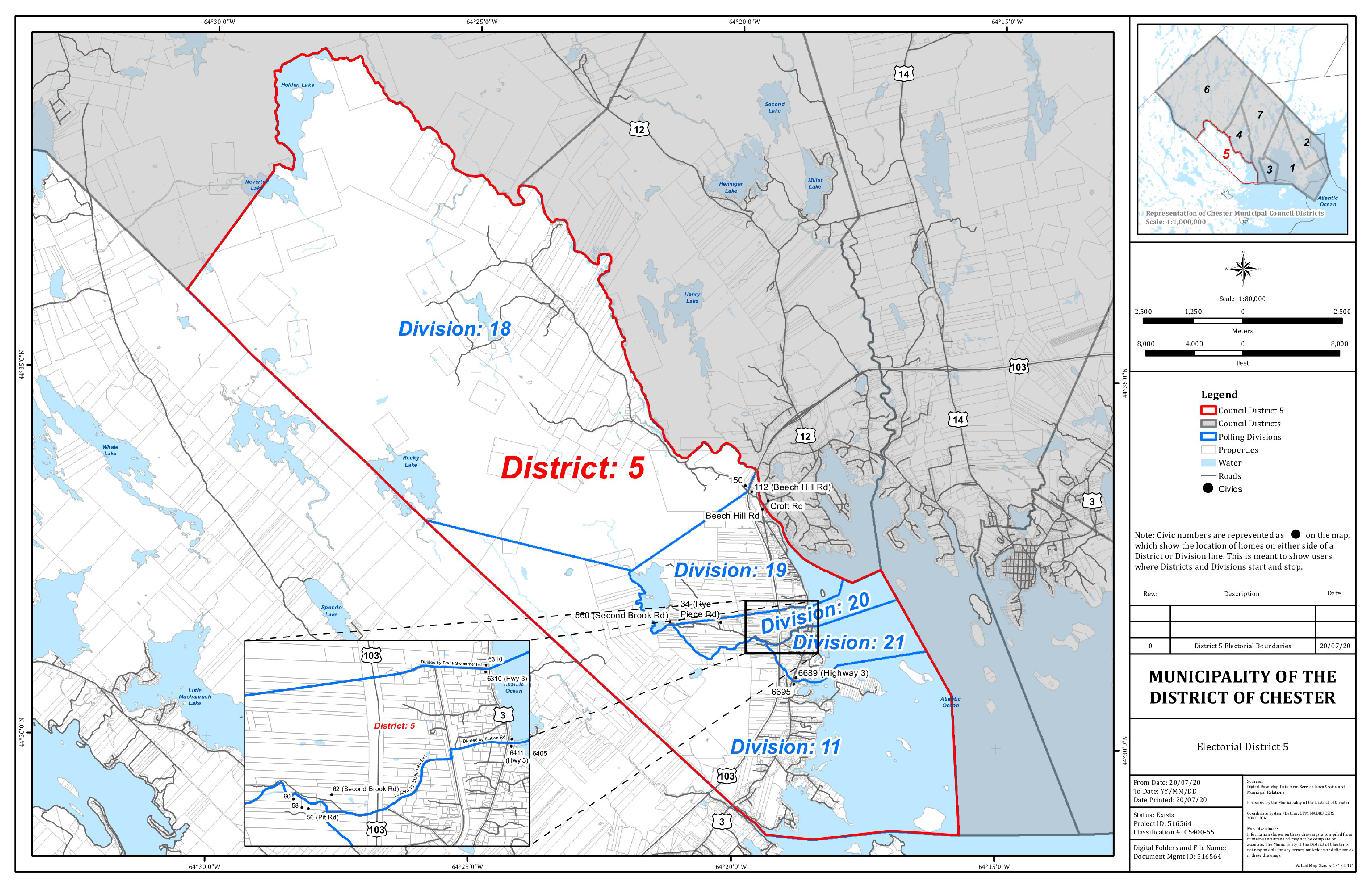 Graphic showing map of Electorial District 5 of the Municipality of the District of Chester