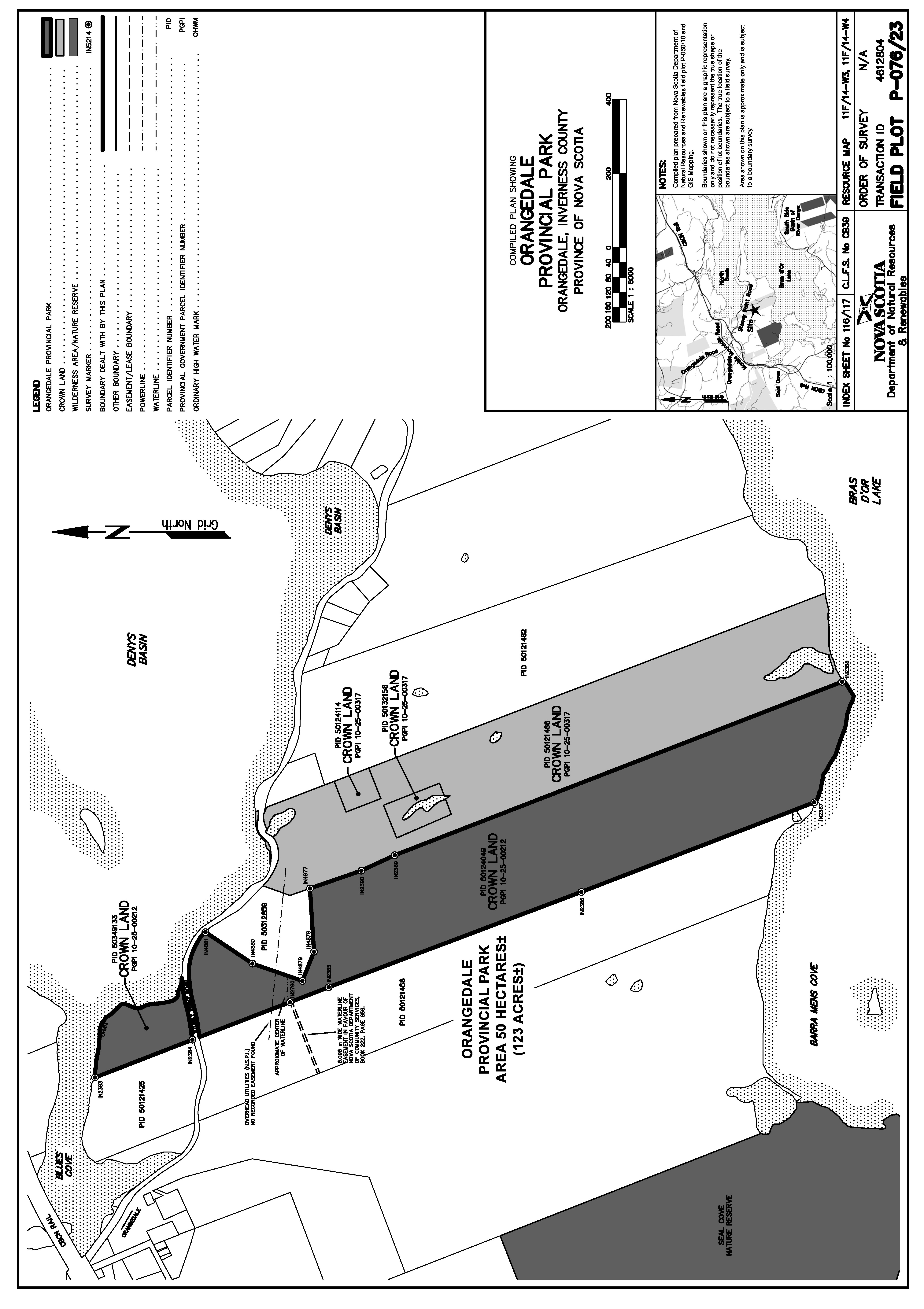 Graphic showing map of Orangedale Provincial Park