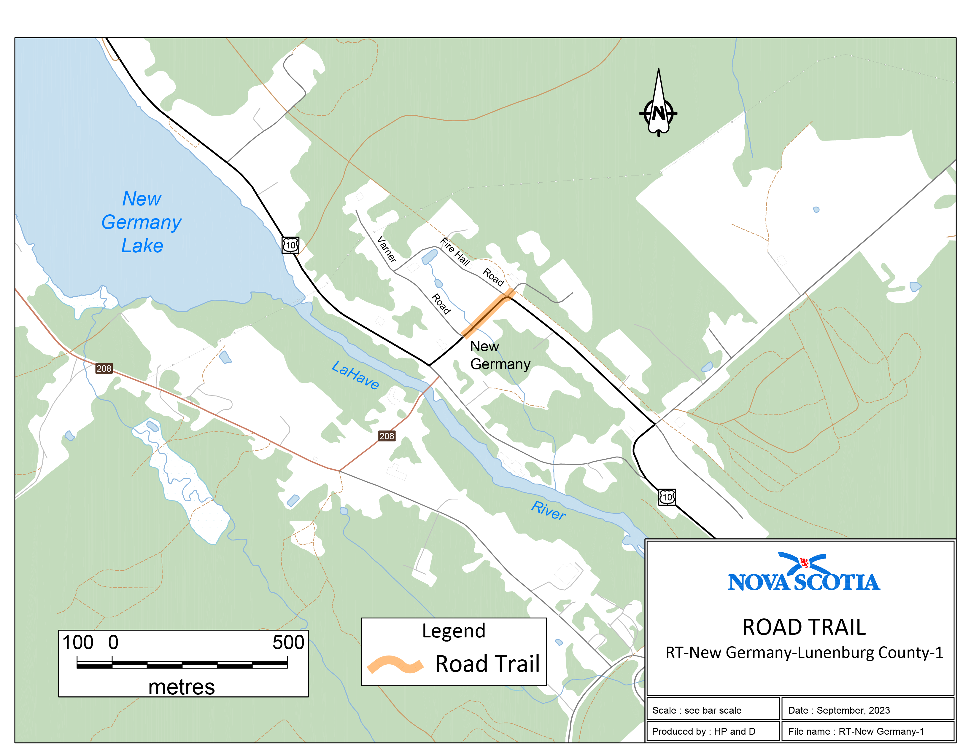 Graphic showing map of the New Germany Area Road Trail