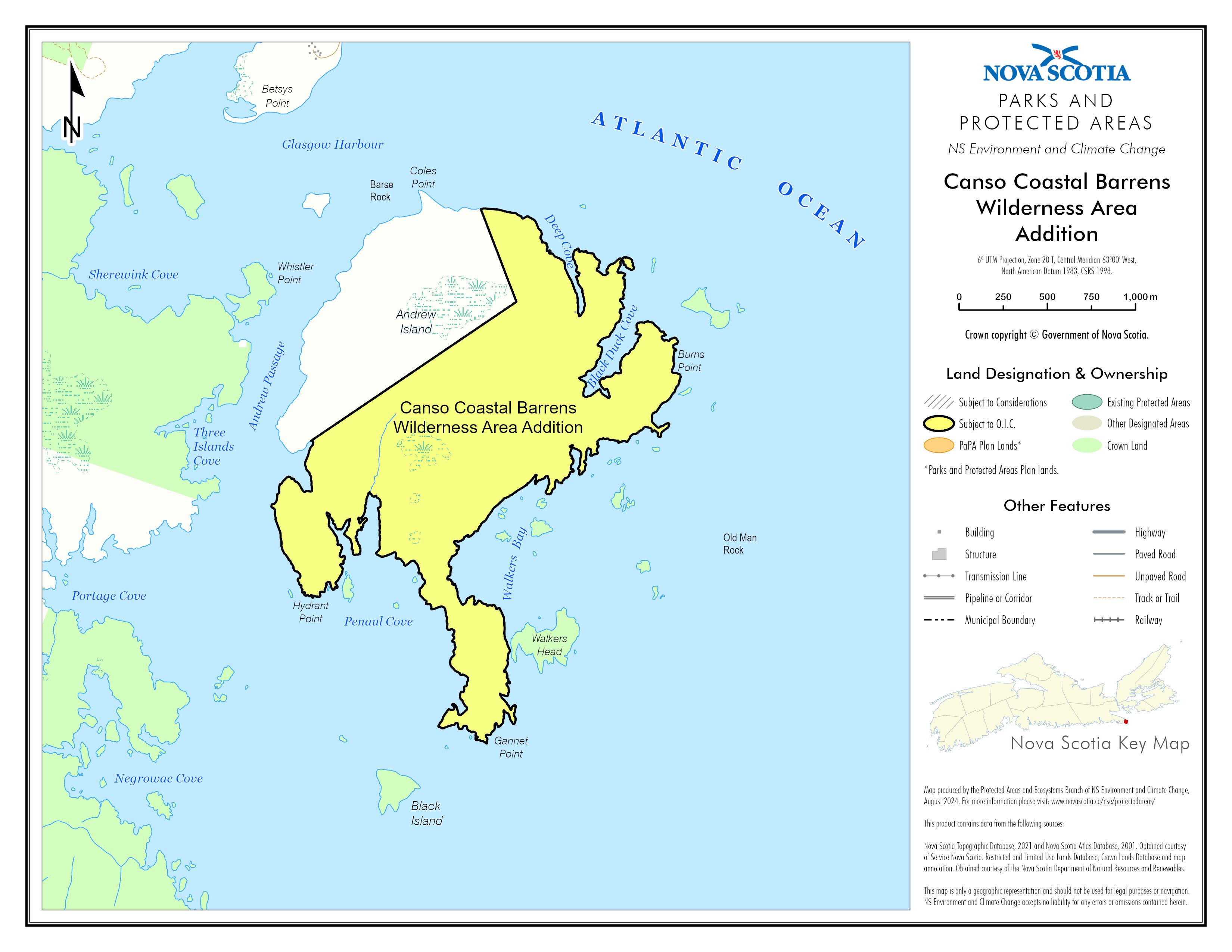 Graphic showing map of addition to Canso Coastal Barrens Wilderness Area