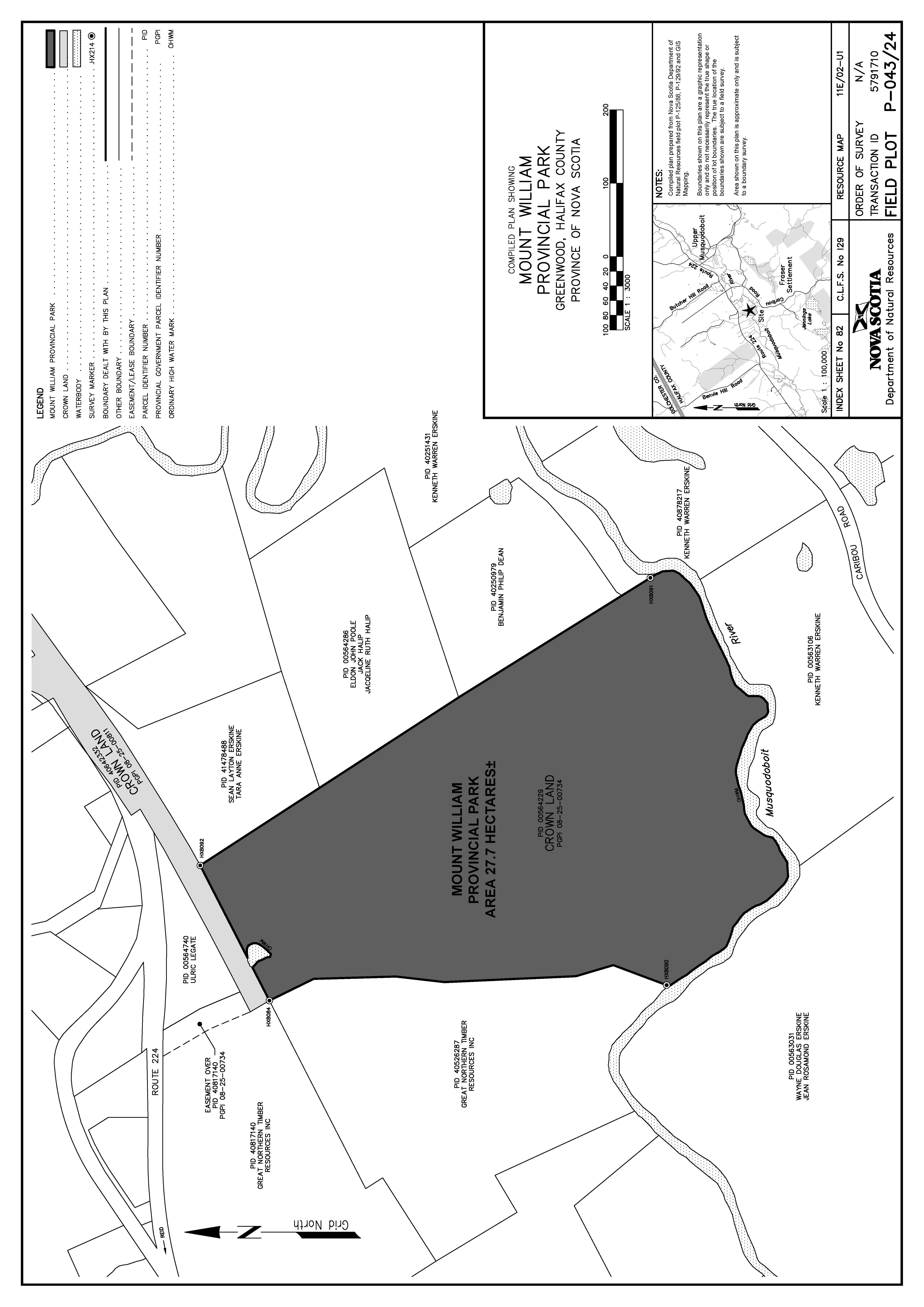 Graphic showing map of Mount William Provincial Park