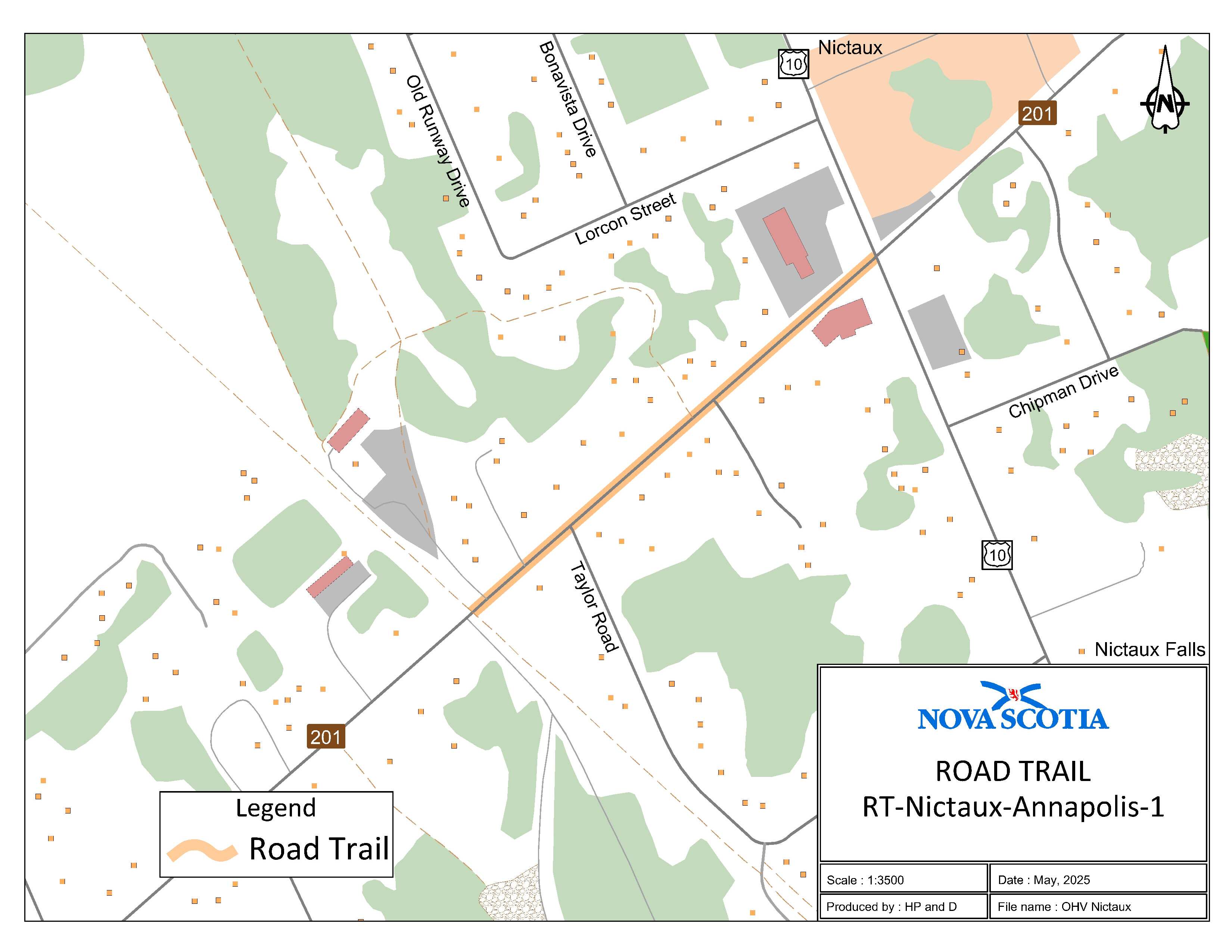 Graphic showing map of Nictaux, Annapolis County Road Trail
