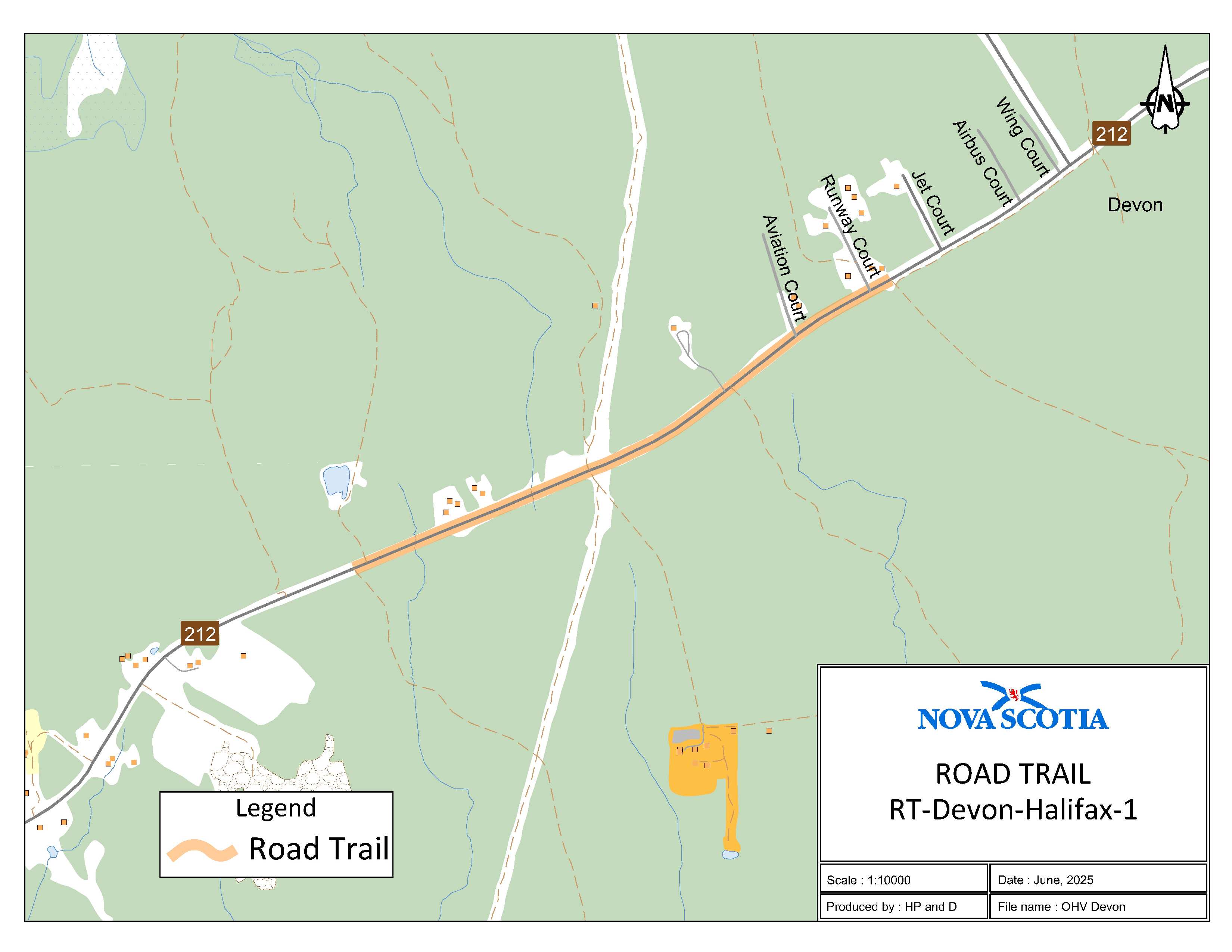 Graphic showing map of Devon, Halifax Regional Municipality Road Trail