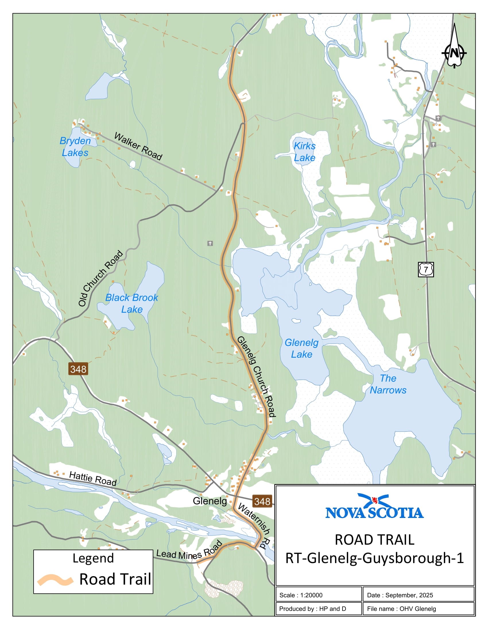 Graphic showing map of Glenelg, Guysborough County