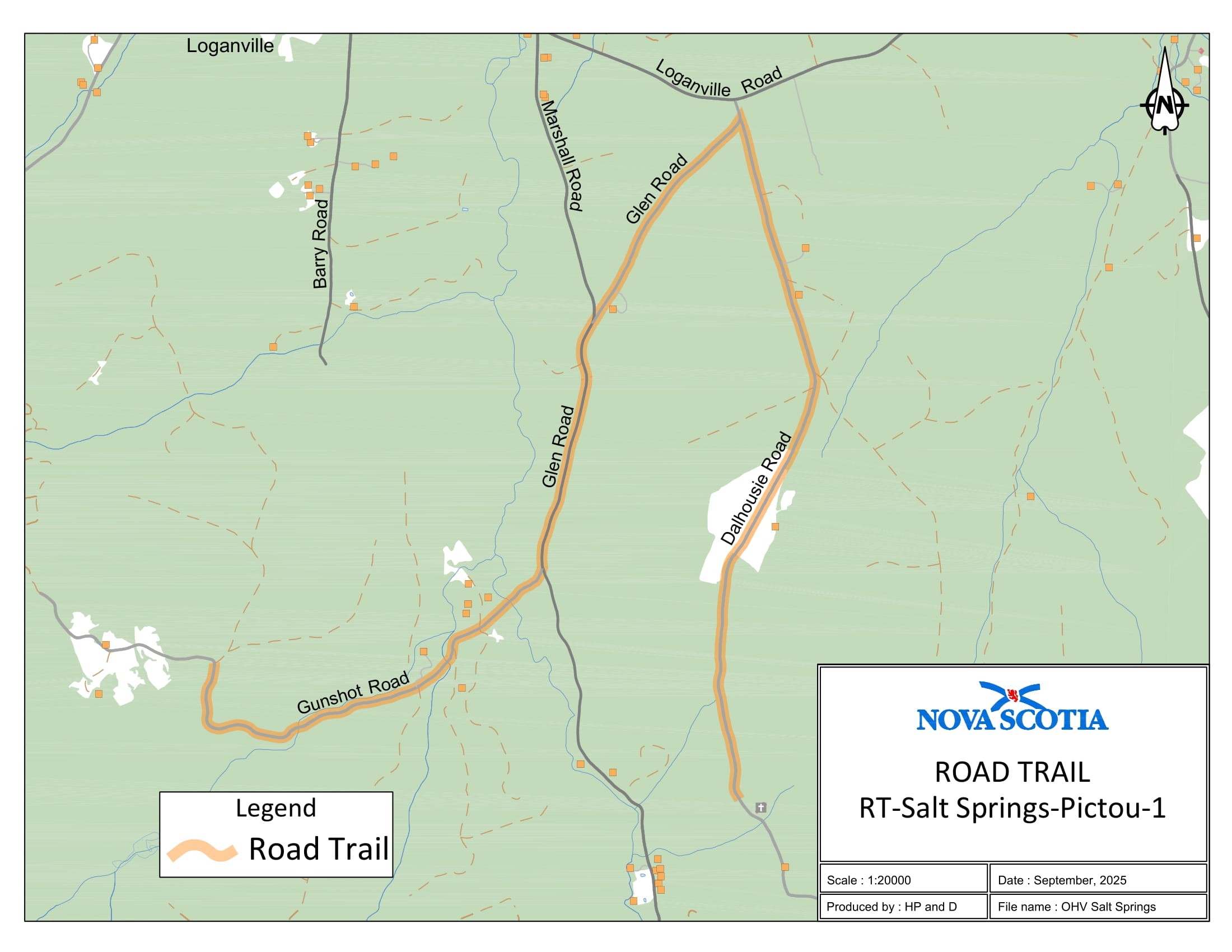 Graphic showing map of Salt Springs, Pictou County