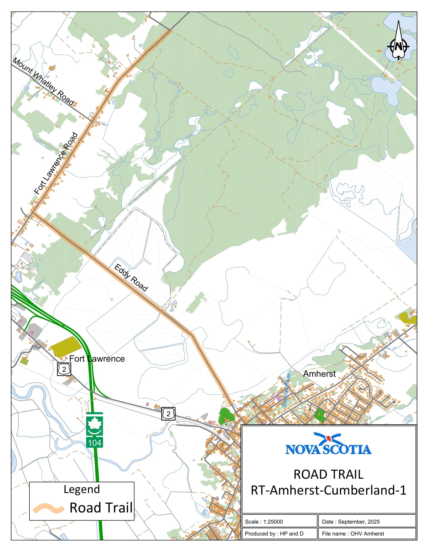 Graphic showing map of Amherst, Cumberland County