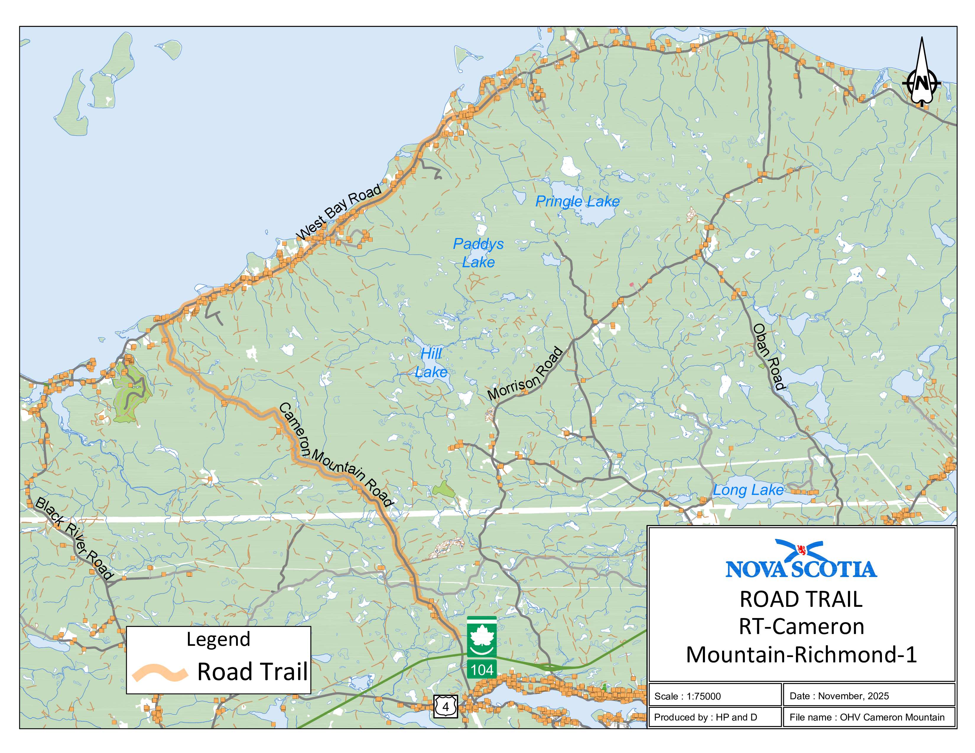 Graphic showing map of Cameron Mountain, Richmond County