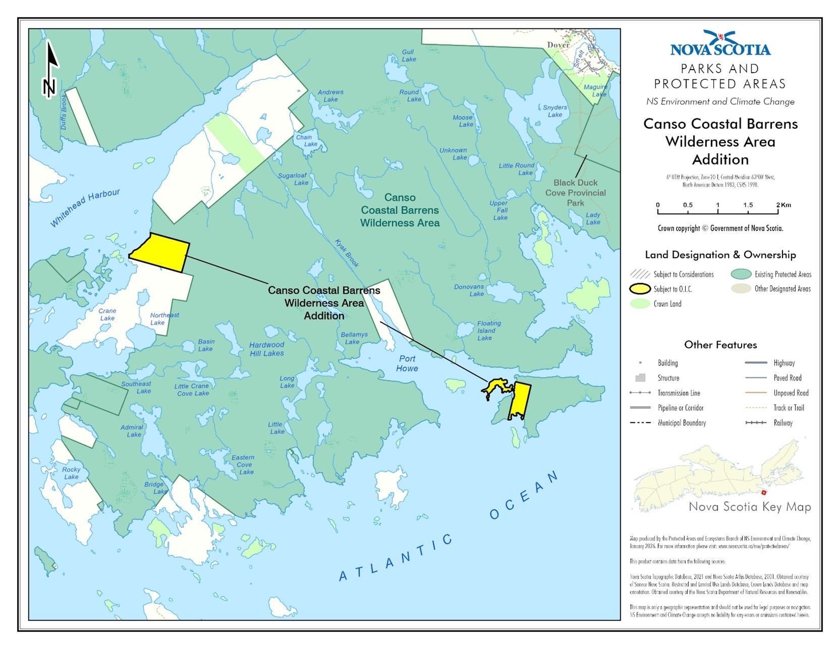 Graphic showing map of addition to Canso Coastal Barrens Wilderness Area