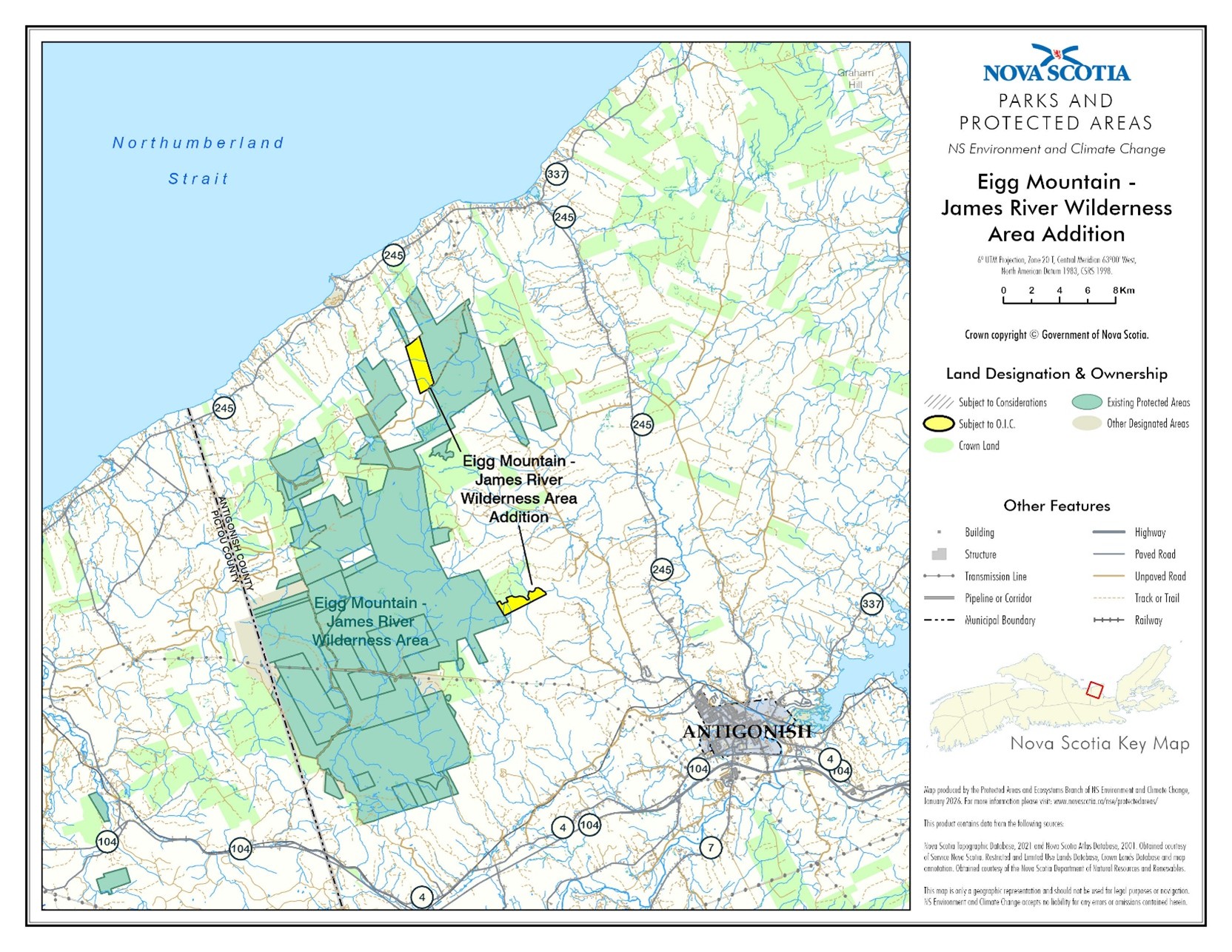 Graphic showing map of addition to Eigg Mountain-James River Wilderness Area