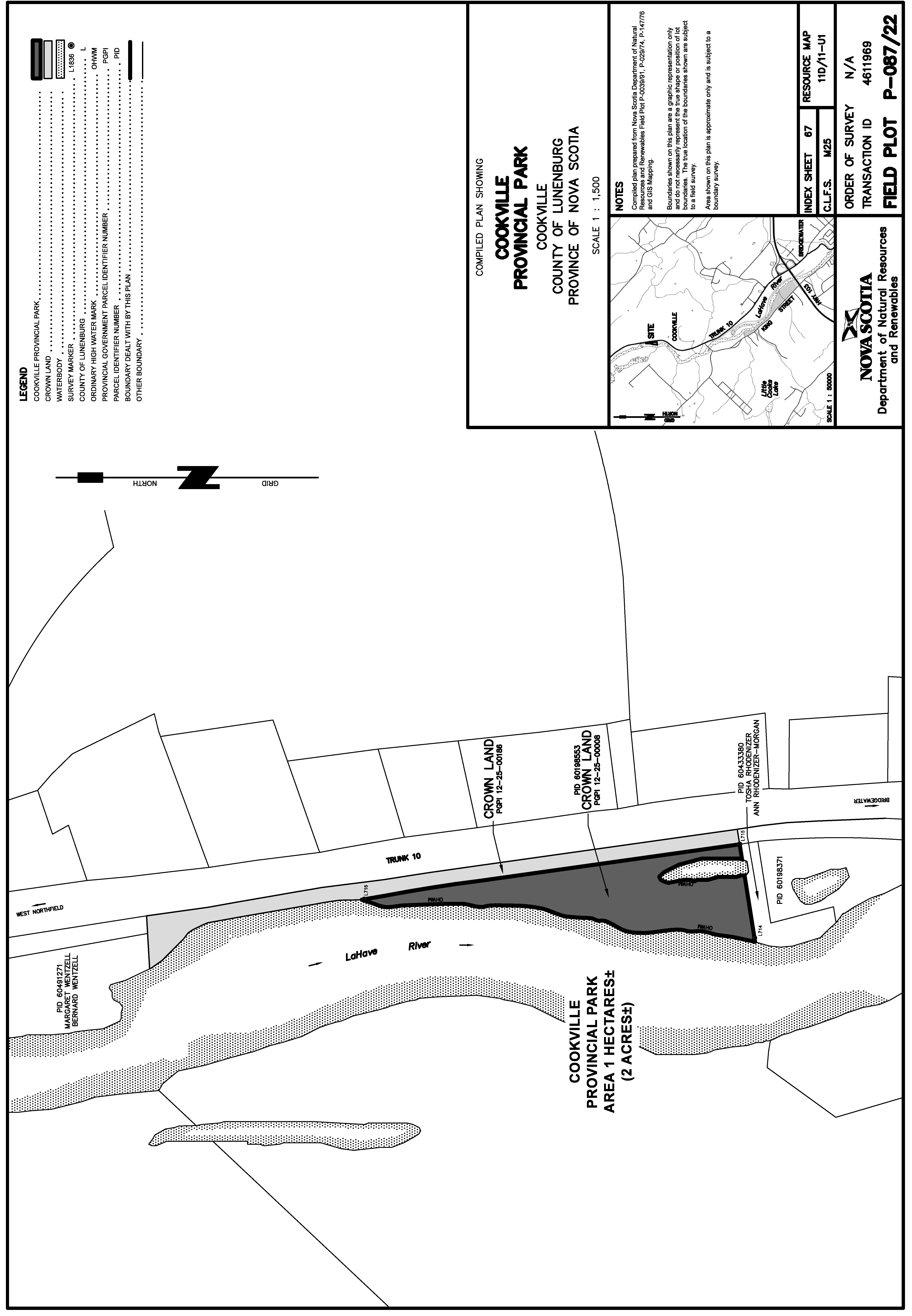 Graphic showing map of Cookville Provincial Park