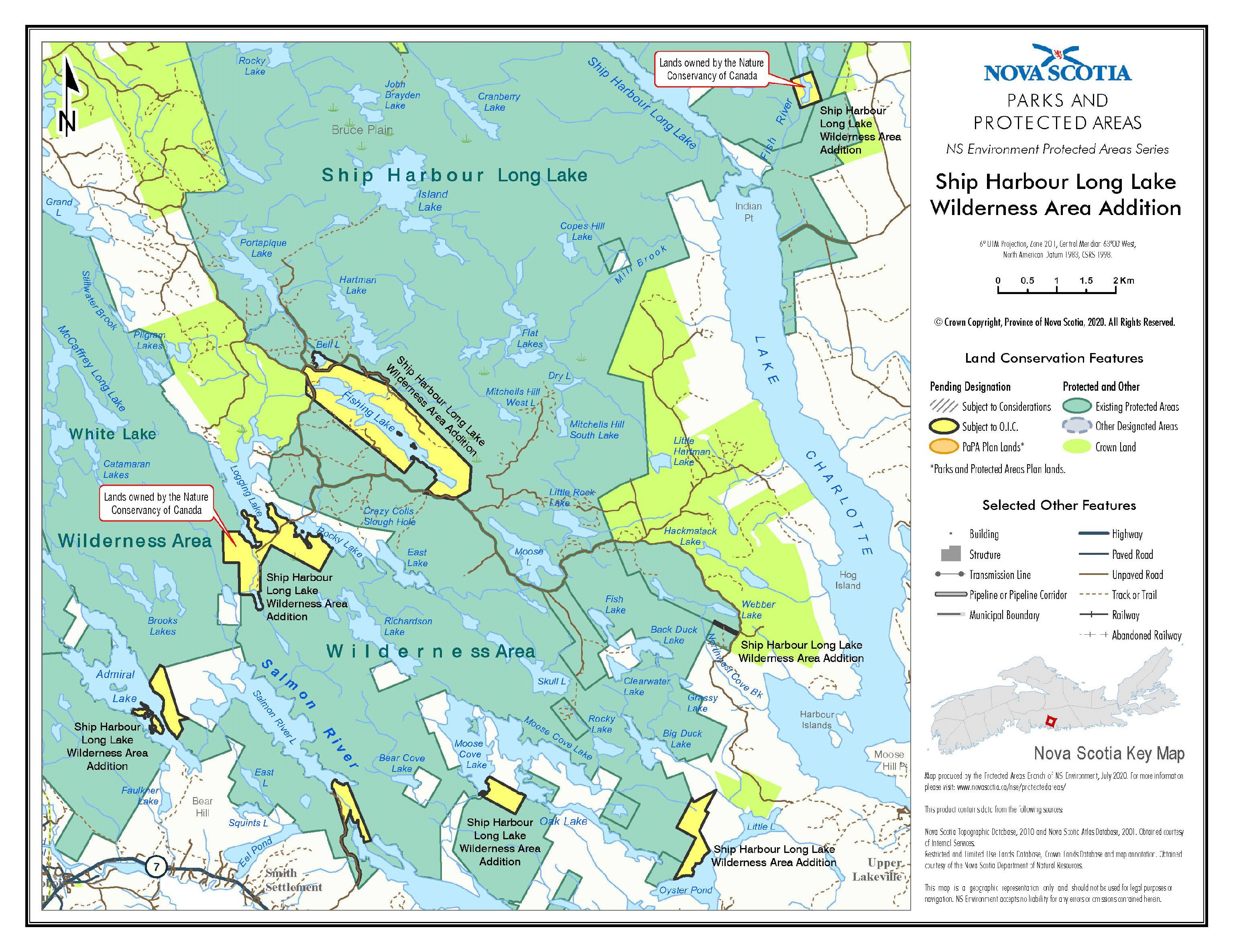 Graphic showing map of Boundaries of Addition to Ship Harbour Long
Lake Wilderness Area