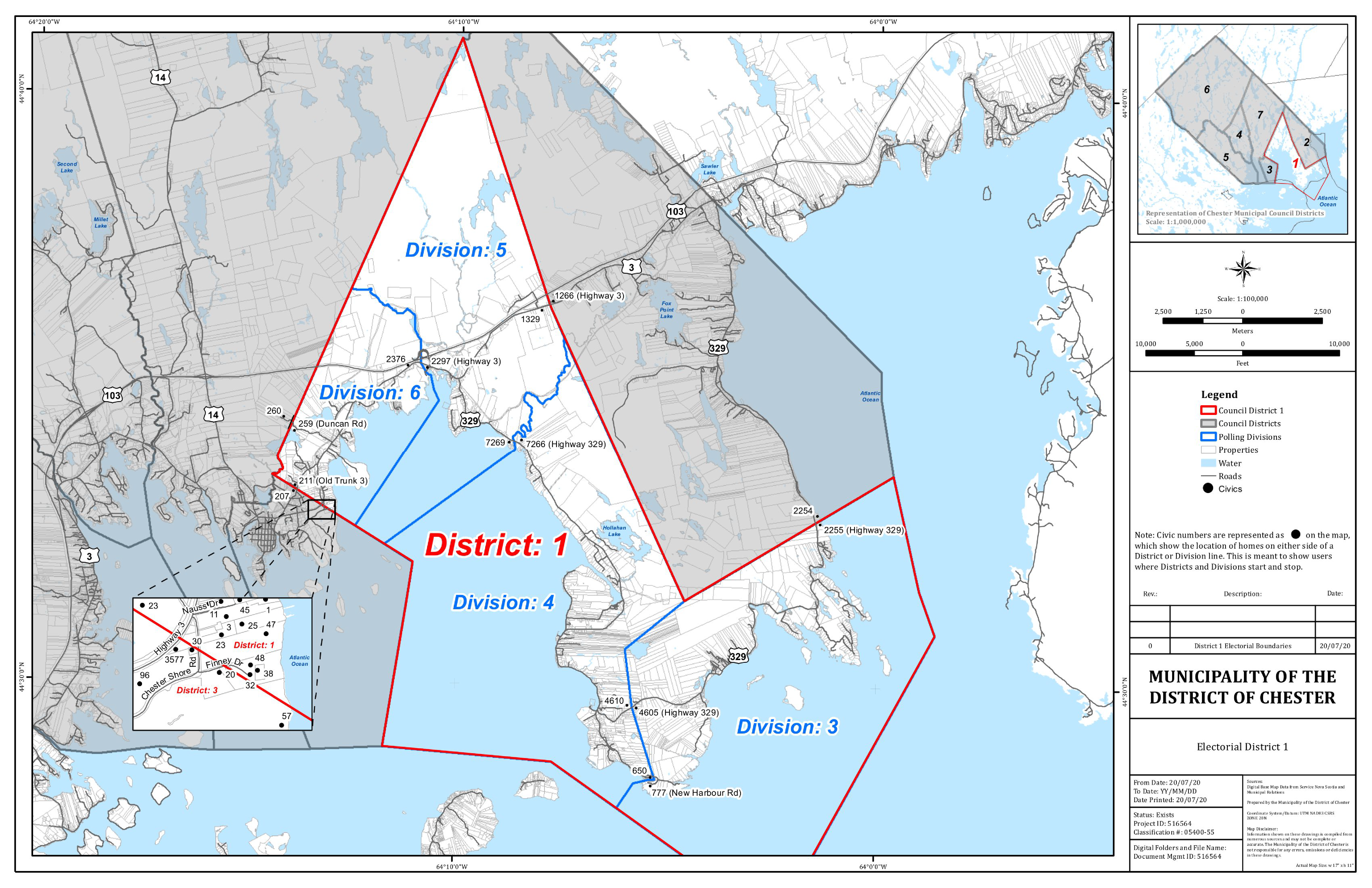 Graphic showing map of Electorial District 1 of the Municipality of the District of Chester