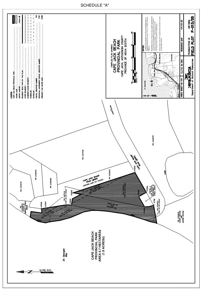 Graphic showing map of Cape Jack Beach Provincial Park