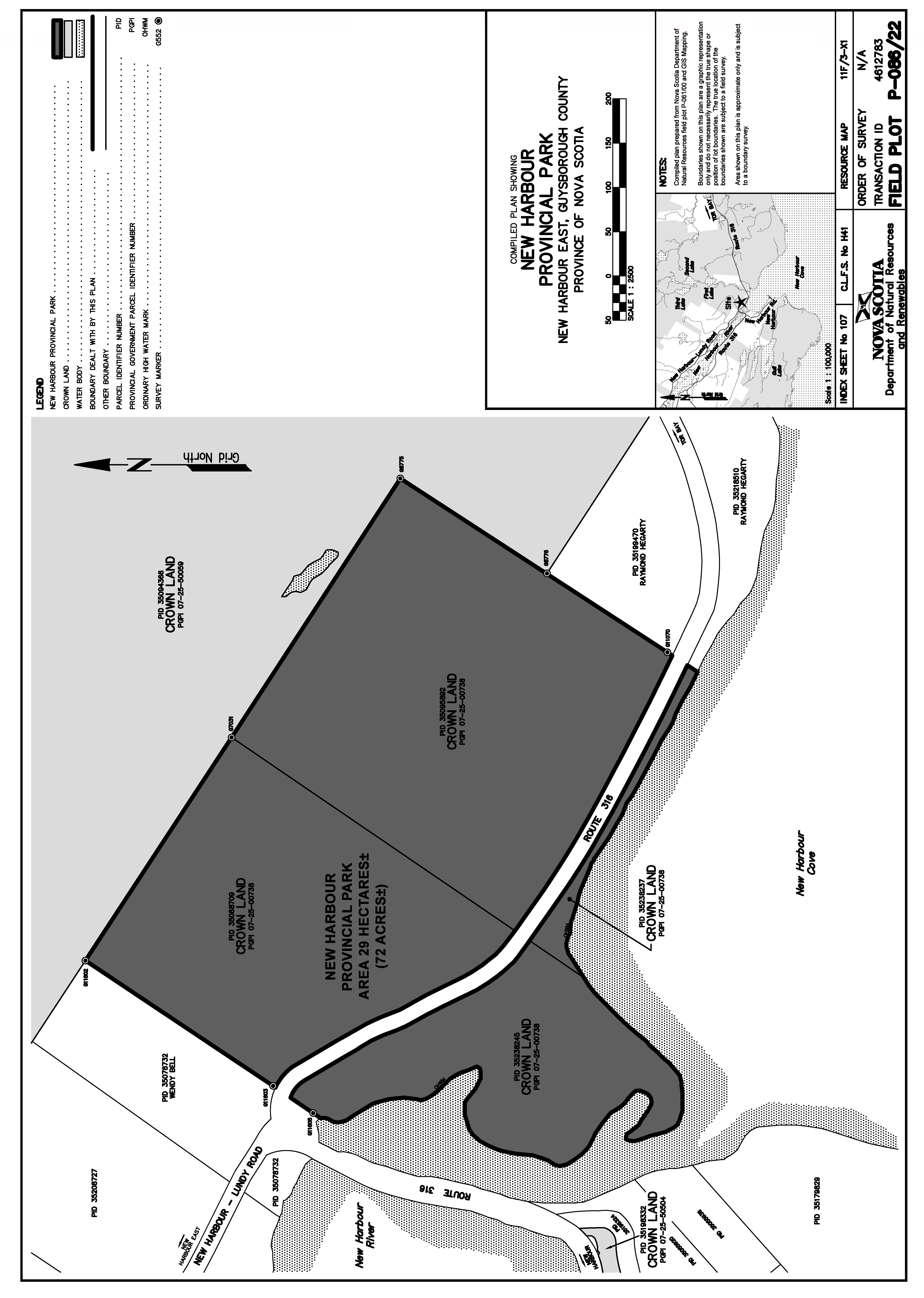 Graphic showing map of New Harbour Provincial Park