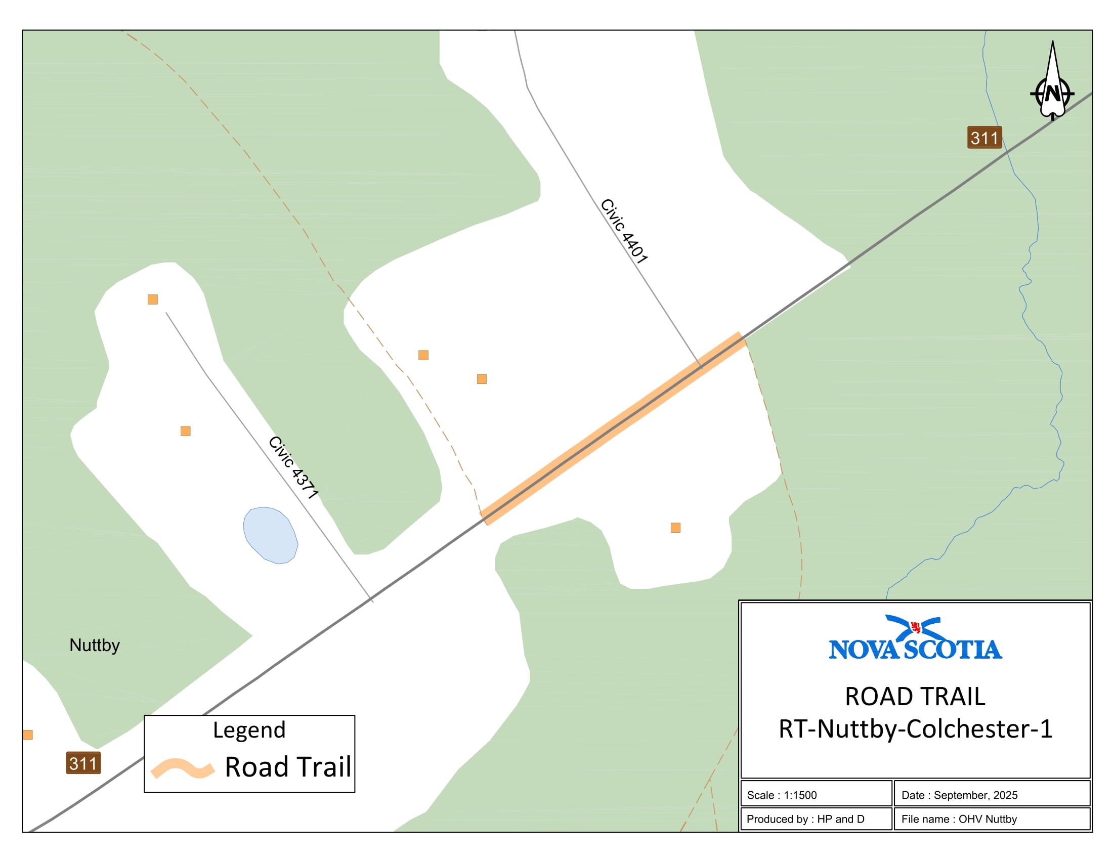 Graphic showing map of Nuttby, Colchester County