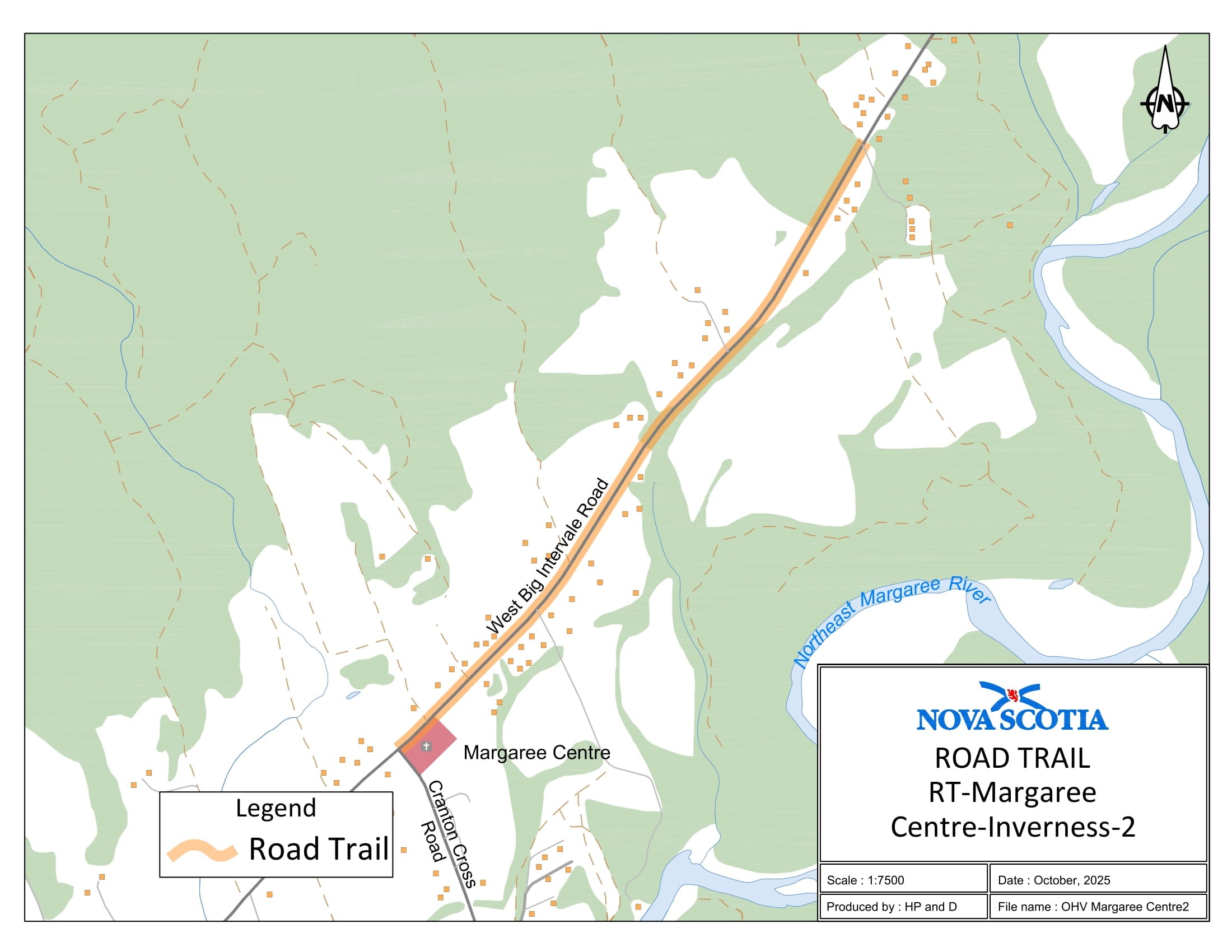 Graphic showing map of West Big Intervale, Inverness County