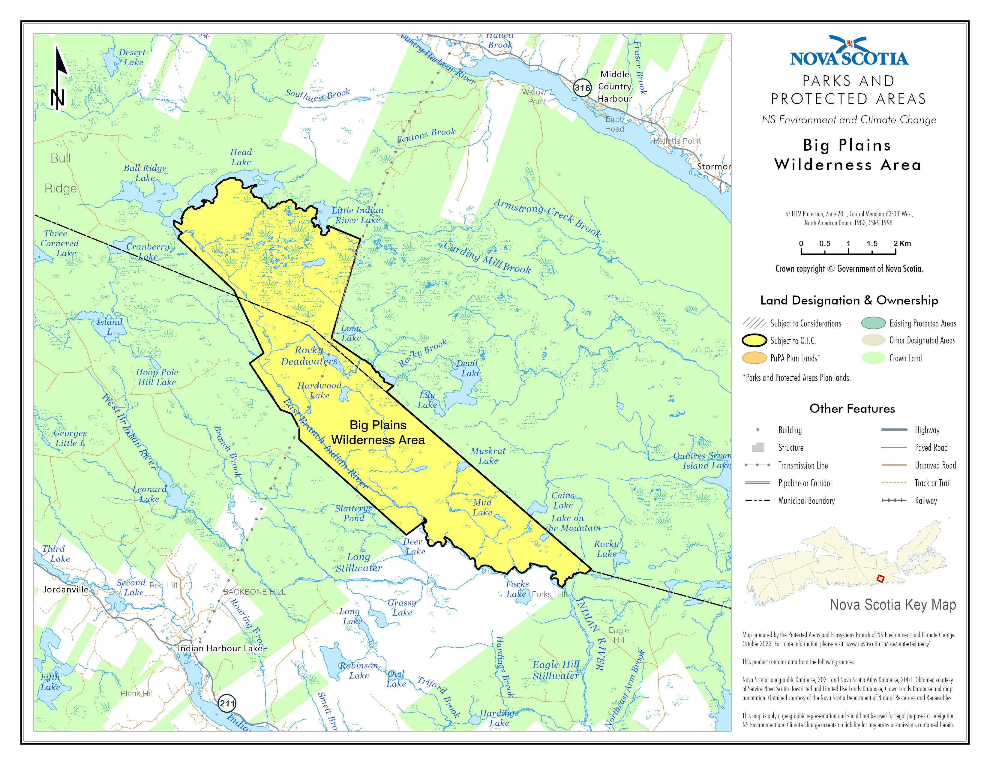 Graphic showing map of Big Plains Wilderness Area
