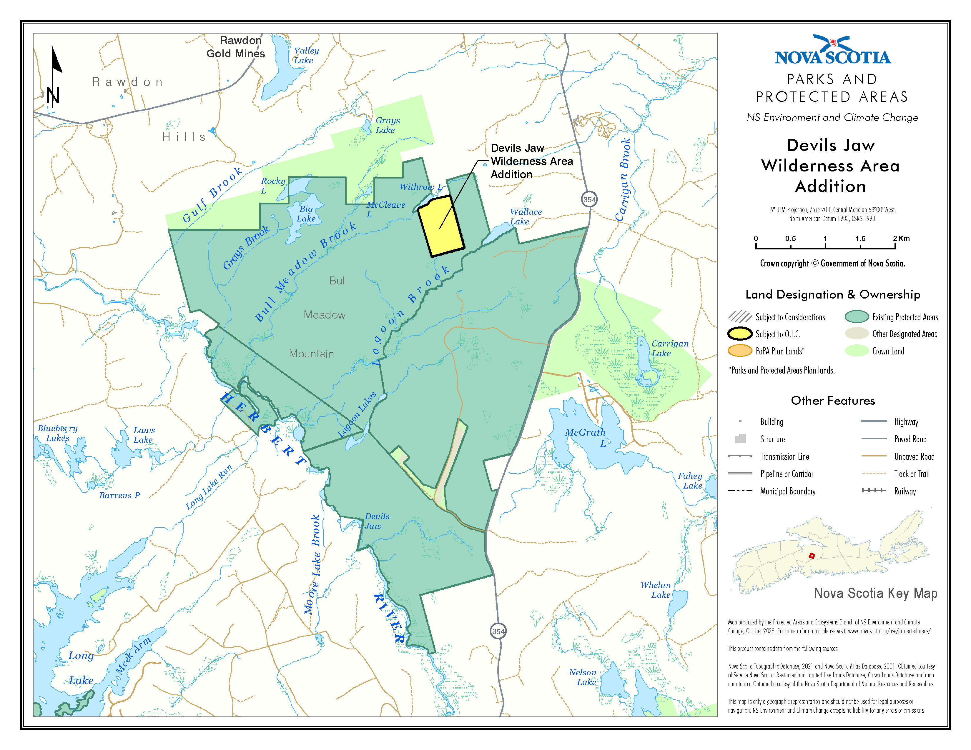 Graphic showing map of addition to Devils Jaw Wilderness Area