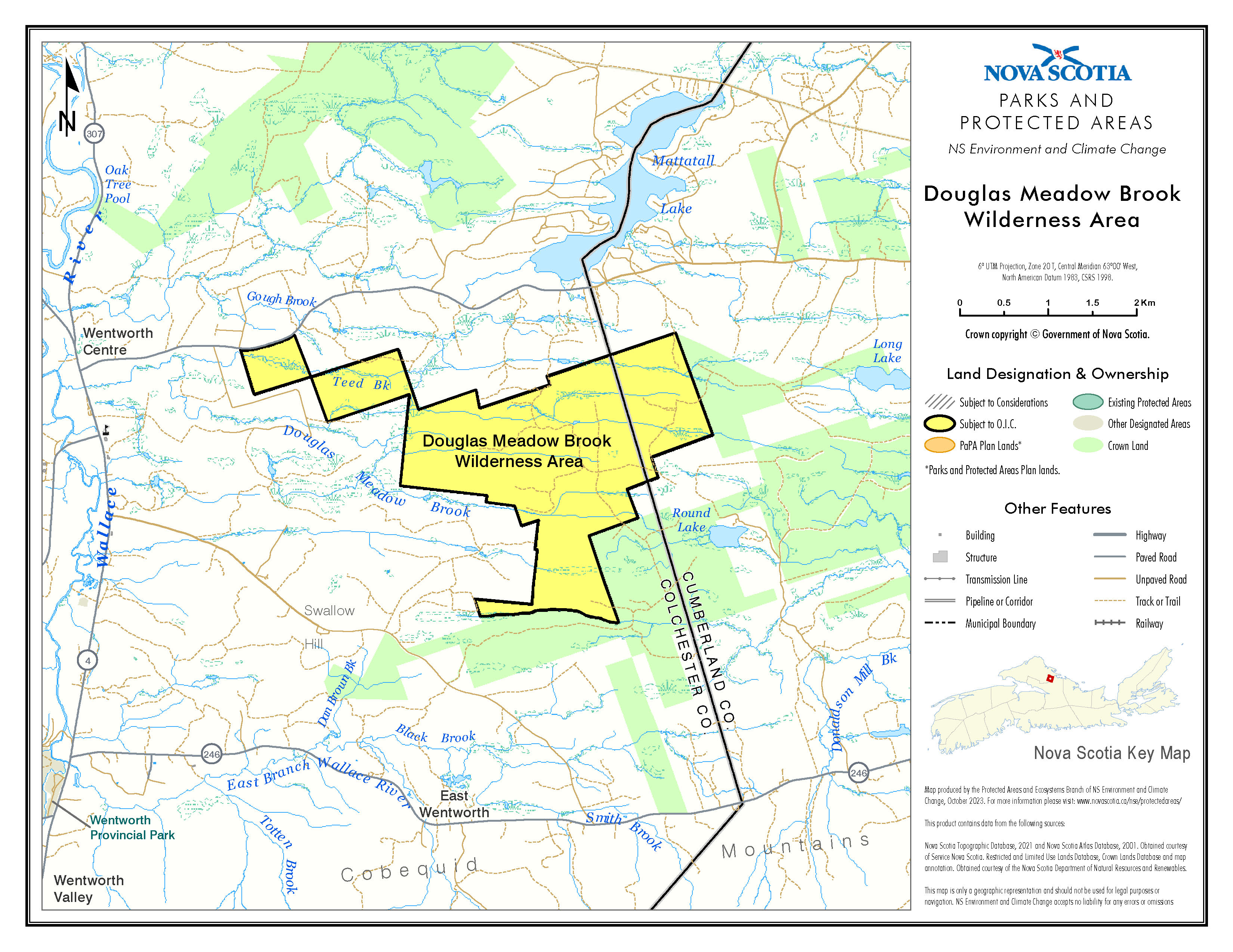 Graphic showing map of approximate boundaries of Douglas Meadow Brook Wilderness Area