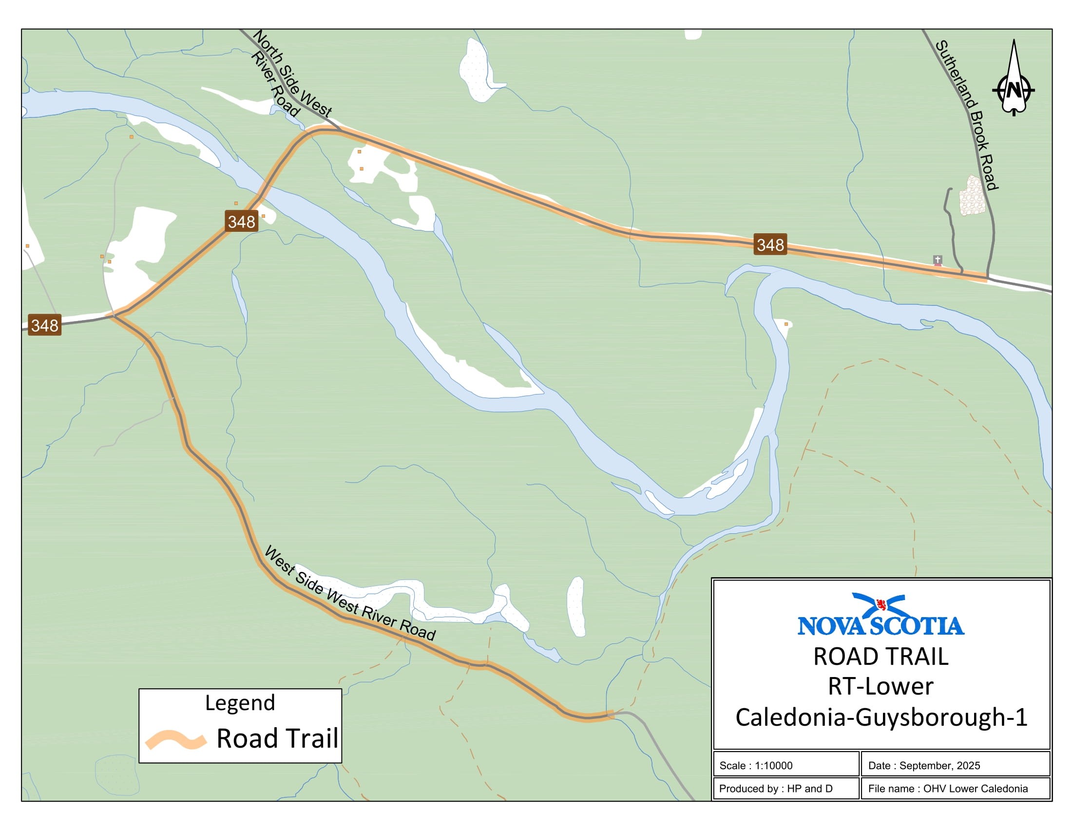 Graphic showing map of Lower Caledonia, Guysborough County