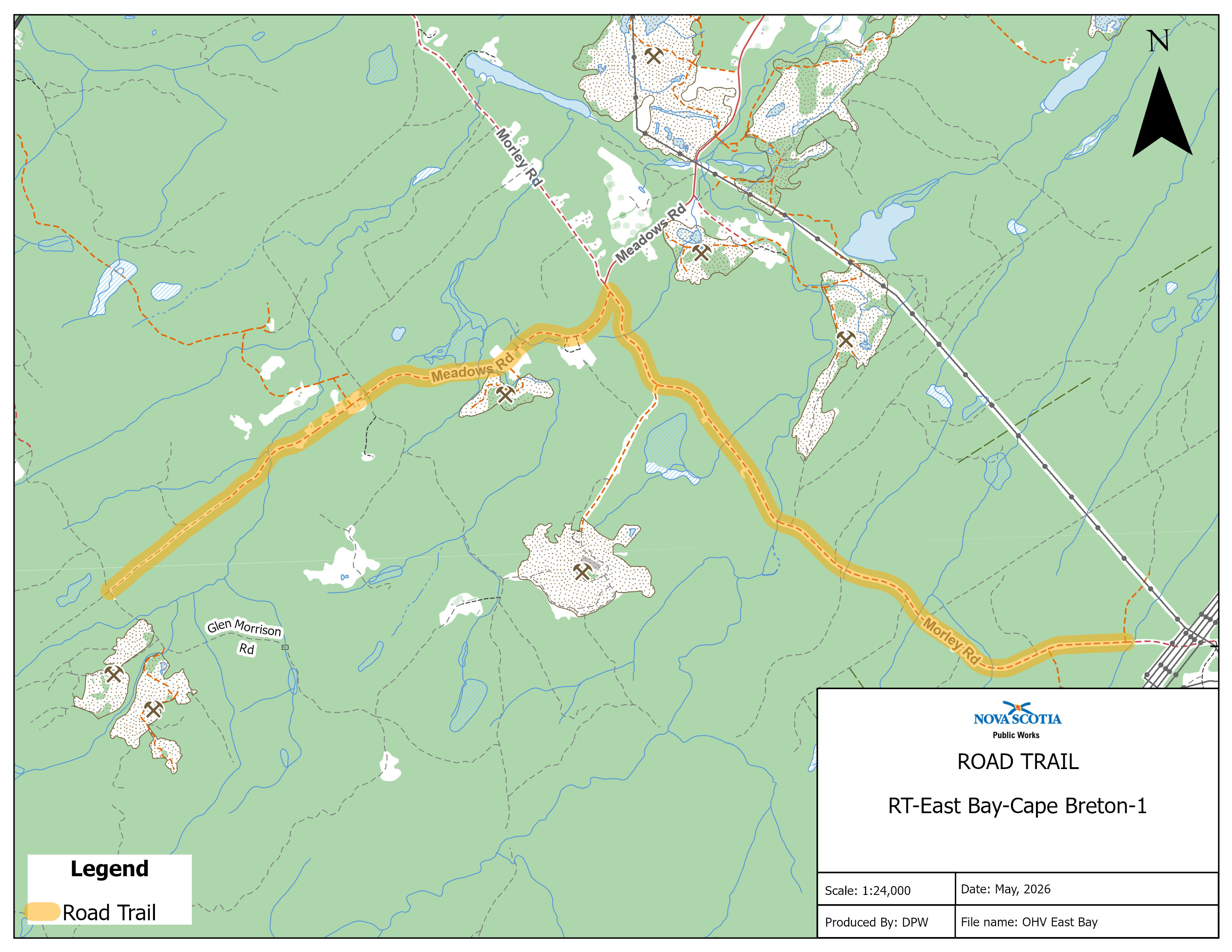 Graphic showing map of road trail in East Bay