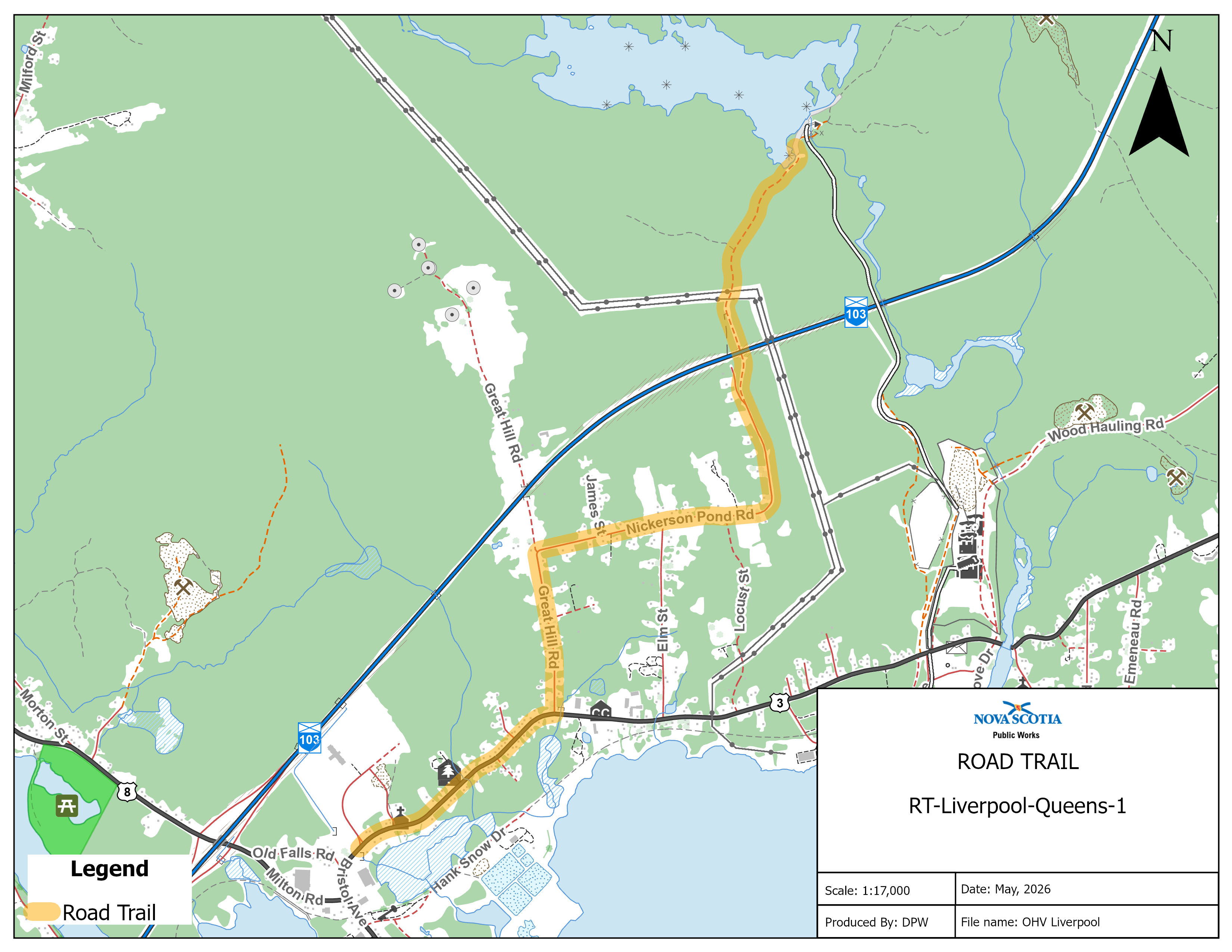 Graphic showing map of a road trail in Liverpool