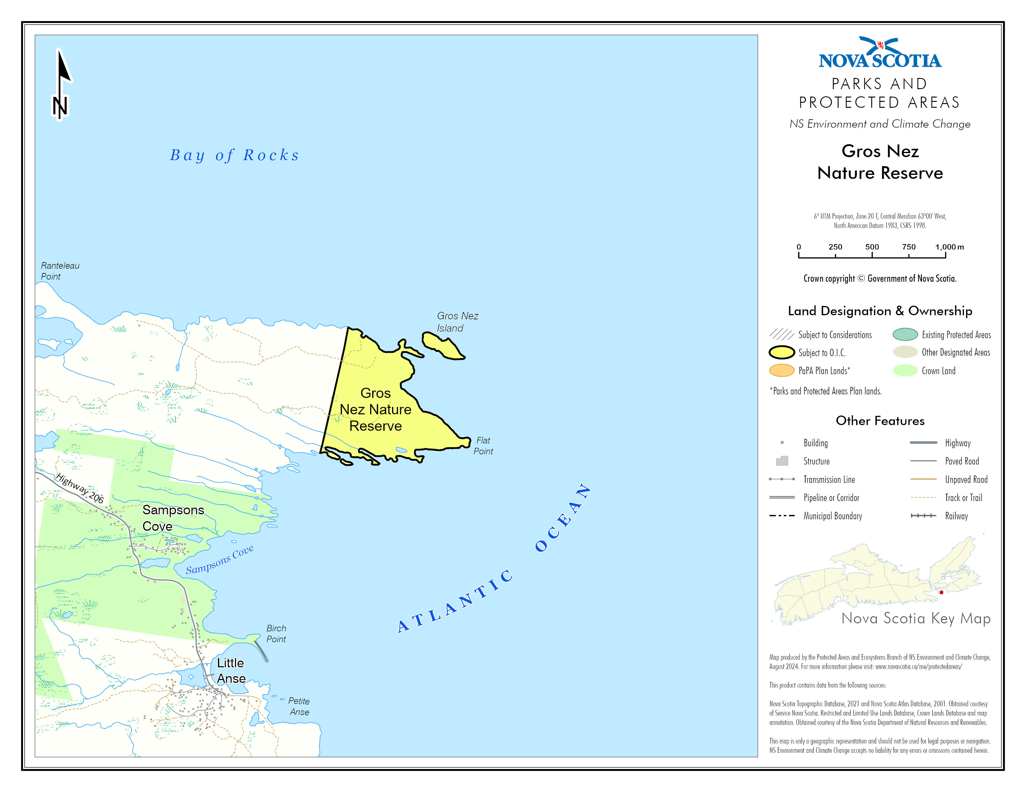 Graphic showing map of Gros Nez Nature Reserve