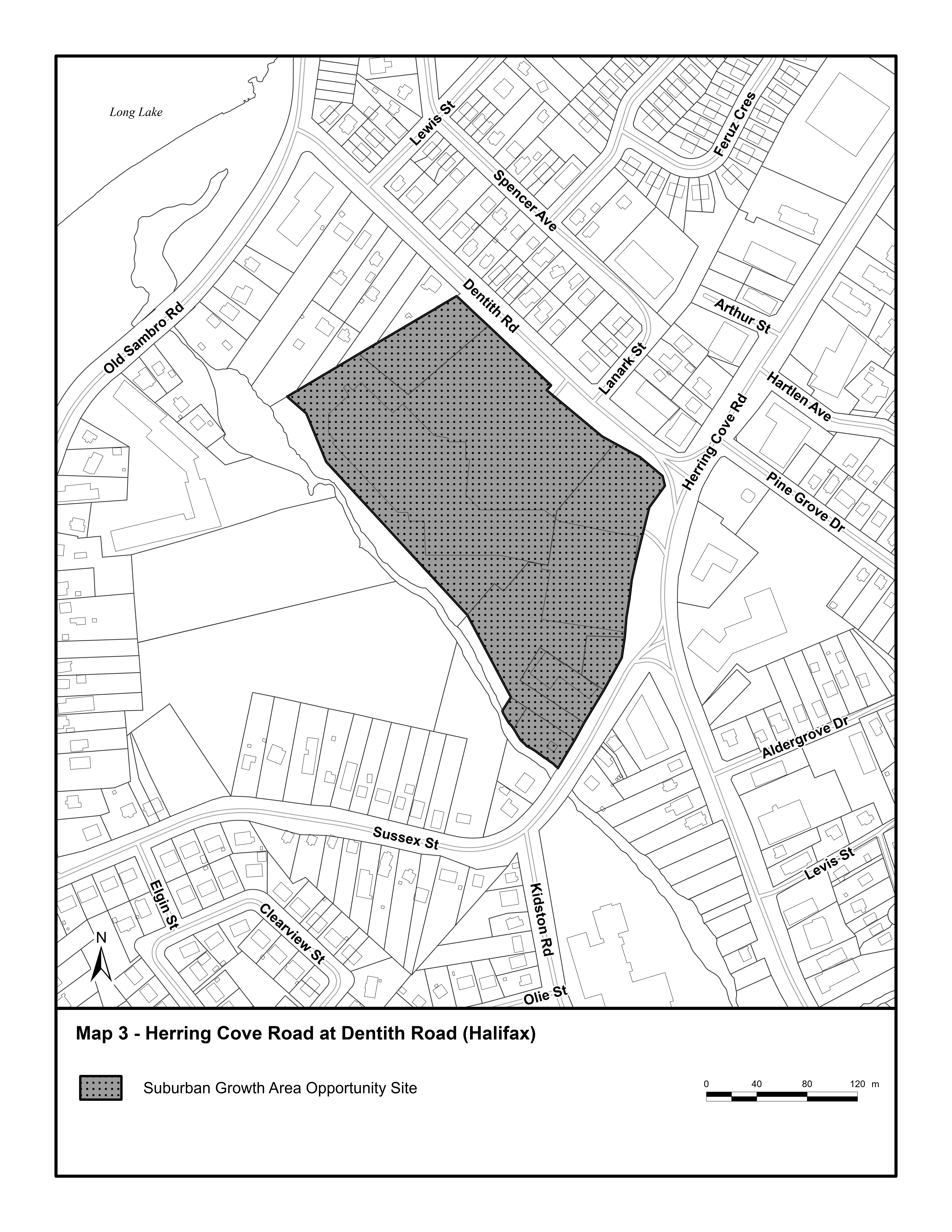 Graphic showing Map 3 - Herring Cove Road at Dentith Road (Halifax)
