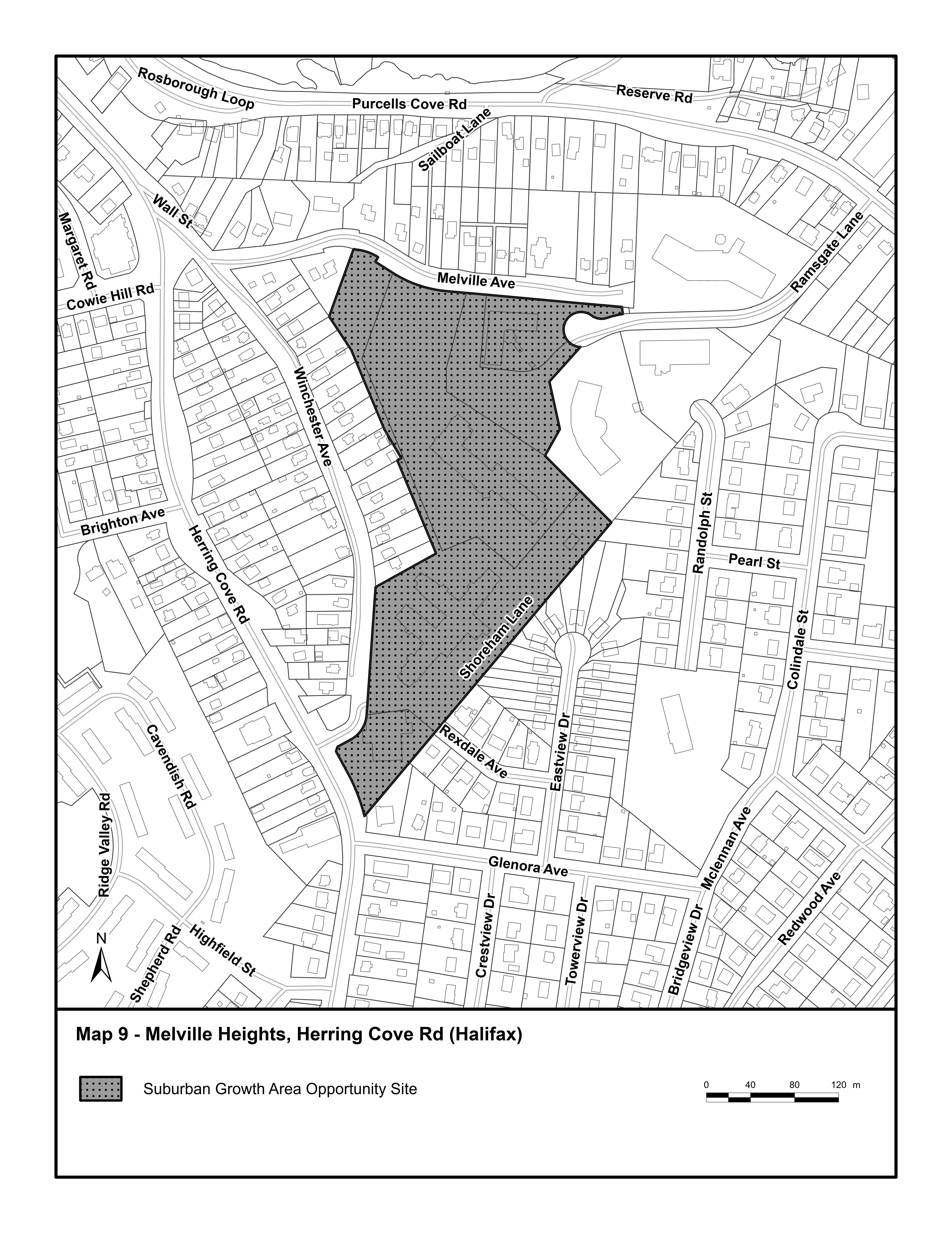 Graphic showing Map 9 - Melville Heights, Herring Cove Rd (Halifax)