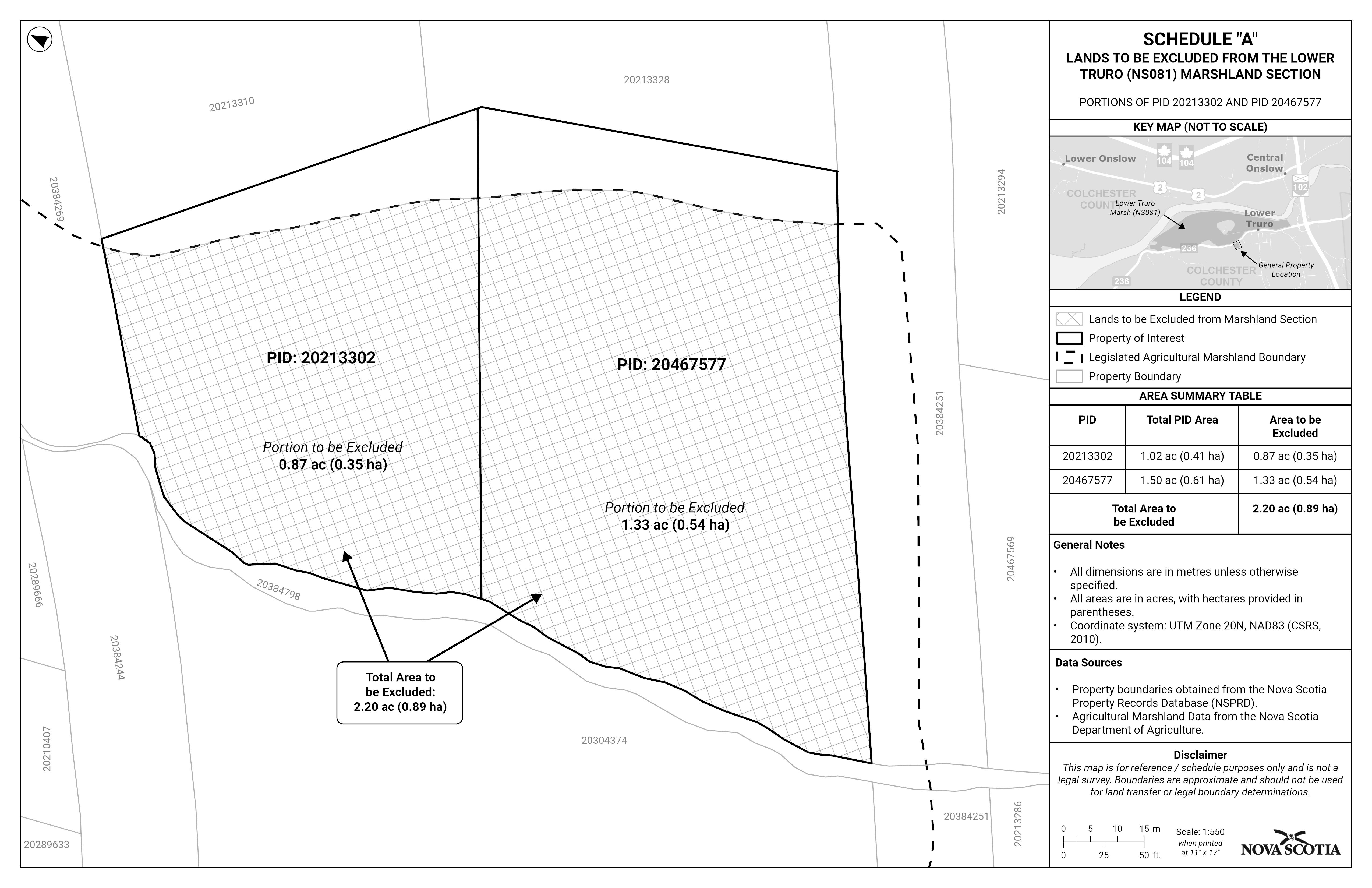 Graphic showing map of lands to be excluded from Lower Truro Marshland Section