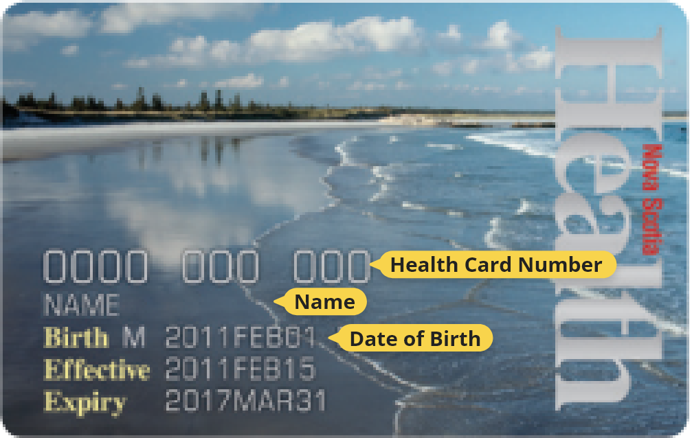 Sample of Nova Scotia Healthcard.