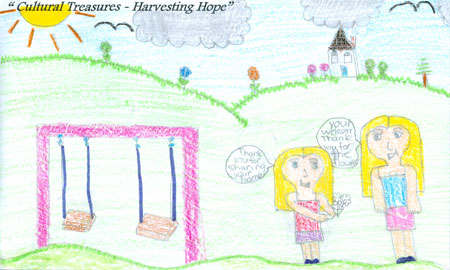 Harvesting Hope card showing children thanking Foster families.