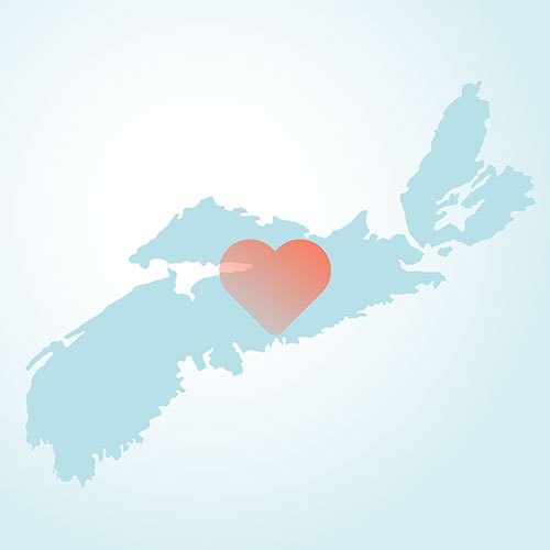 Province of Nova Scotia with a heart overlaid