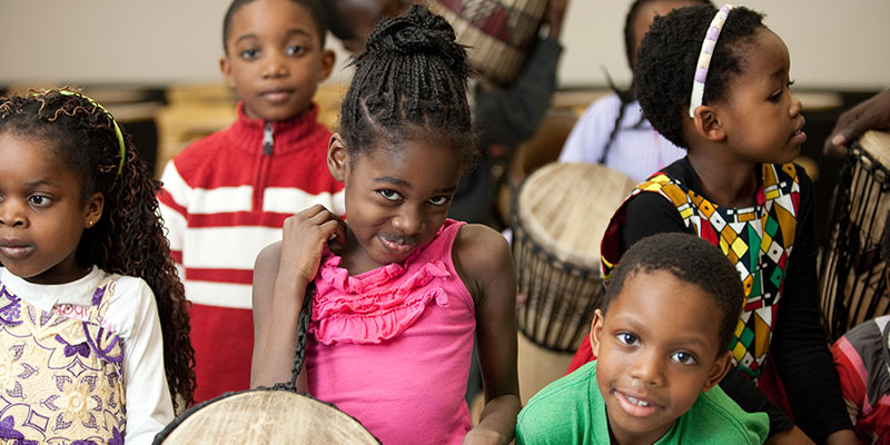 Young children with drums