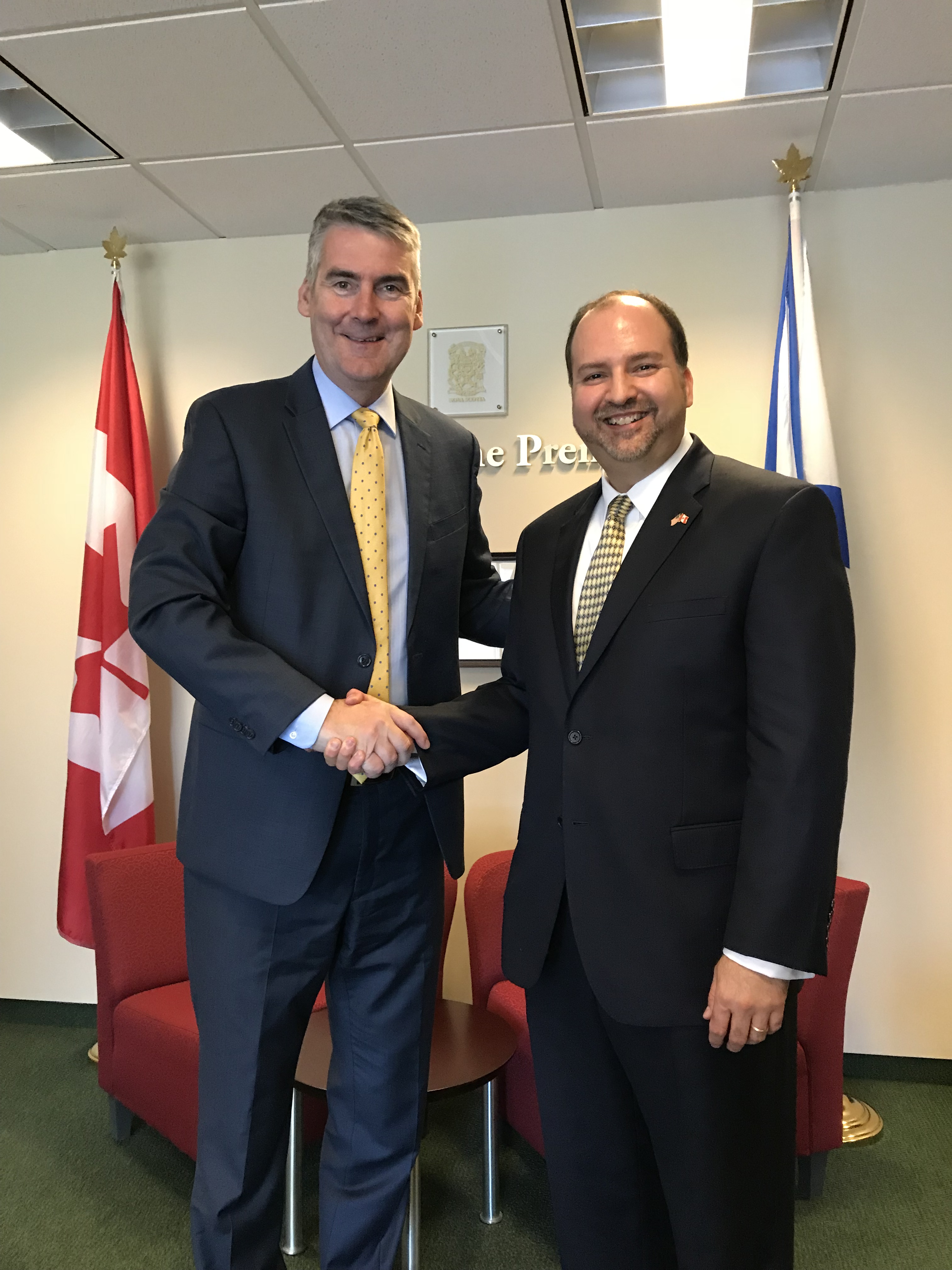 Premier Stephen McNeil welcomes U.S. Consul General Kevin Skillin to Nova Scotia