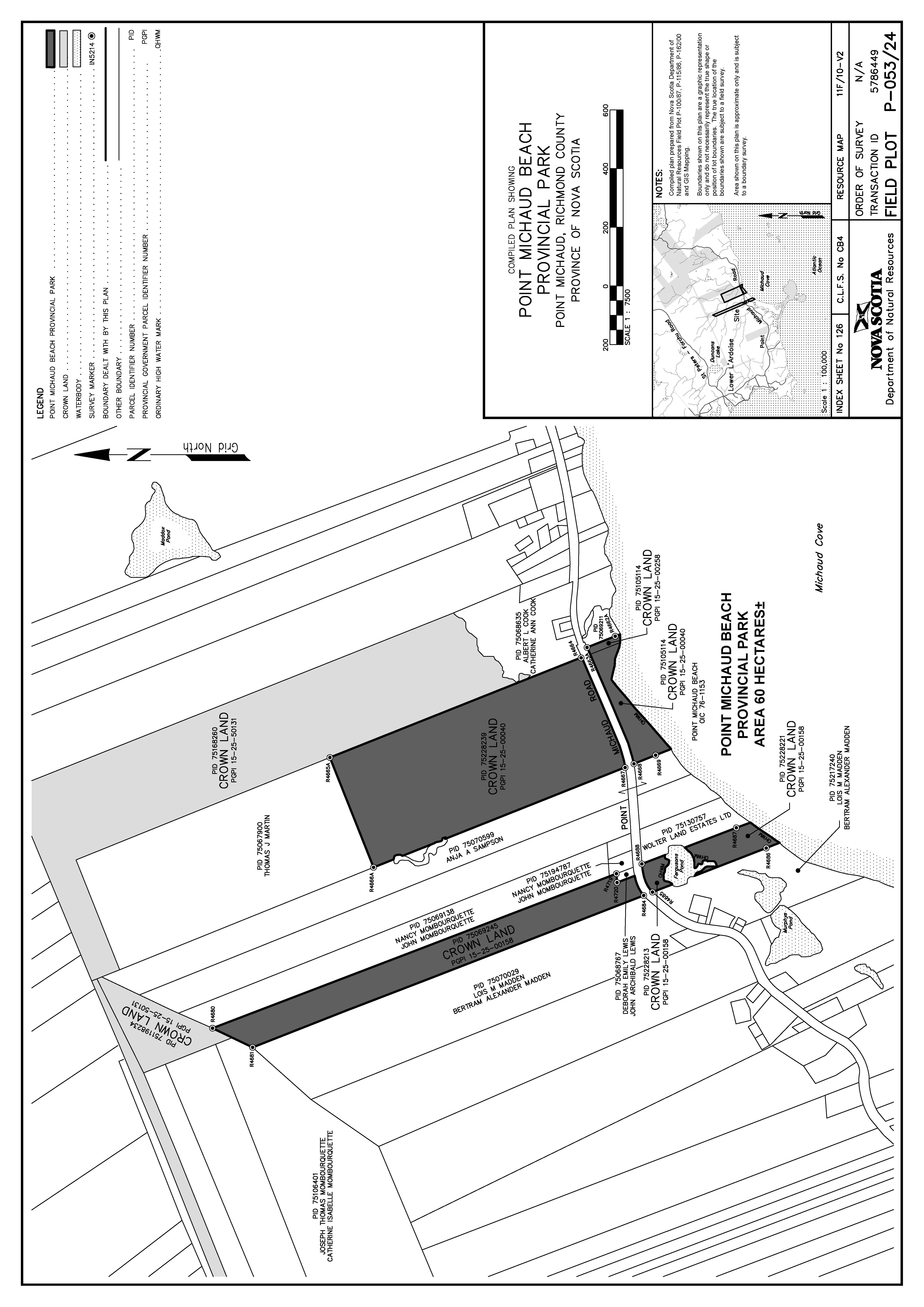 Graphic showing map of Point Michaud Beach Provincial Park