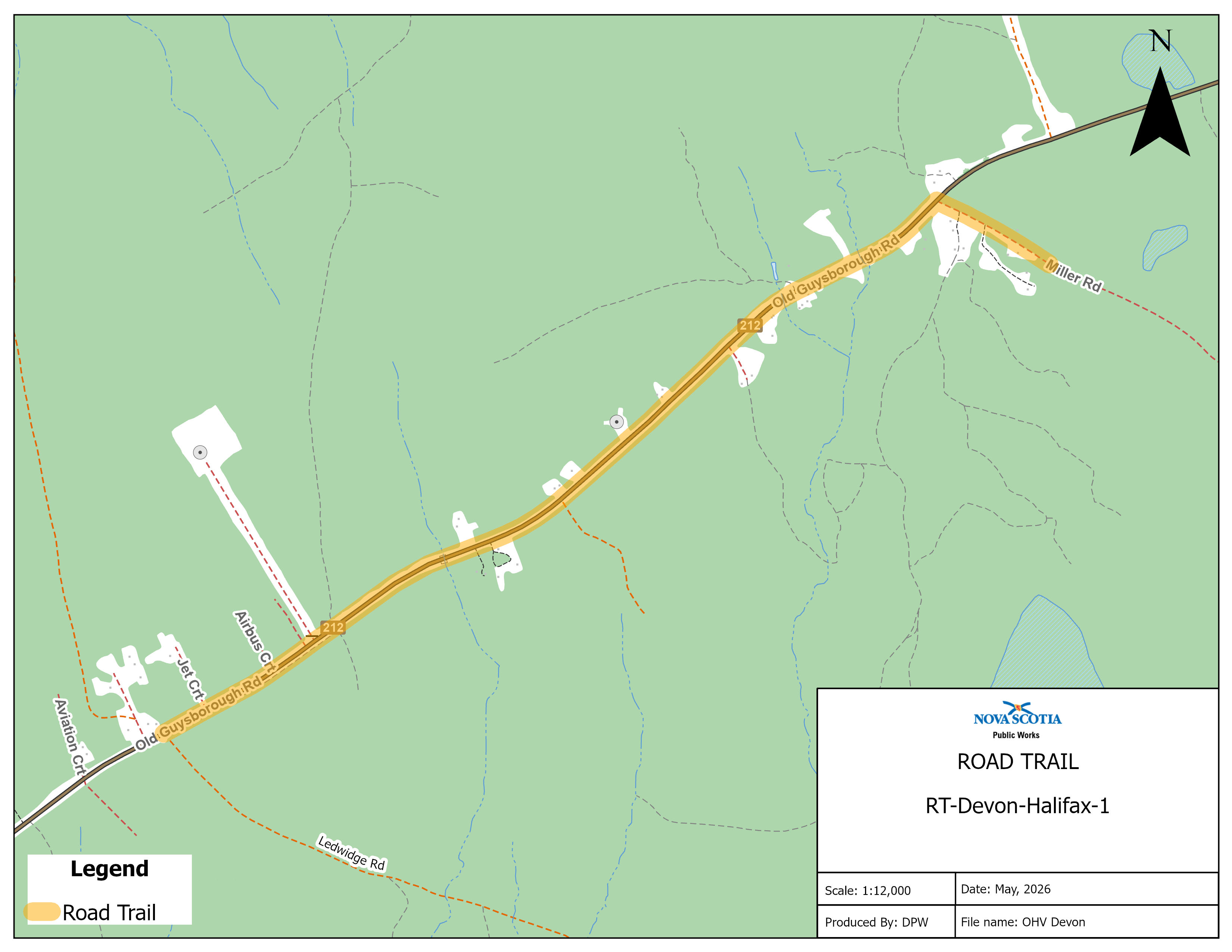 Graphic showing map of road trail in Devon